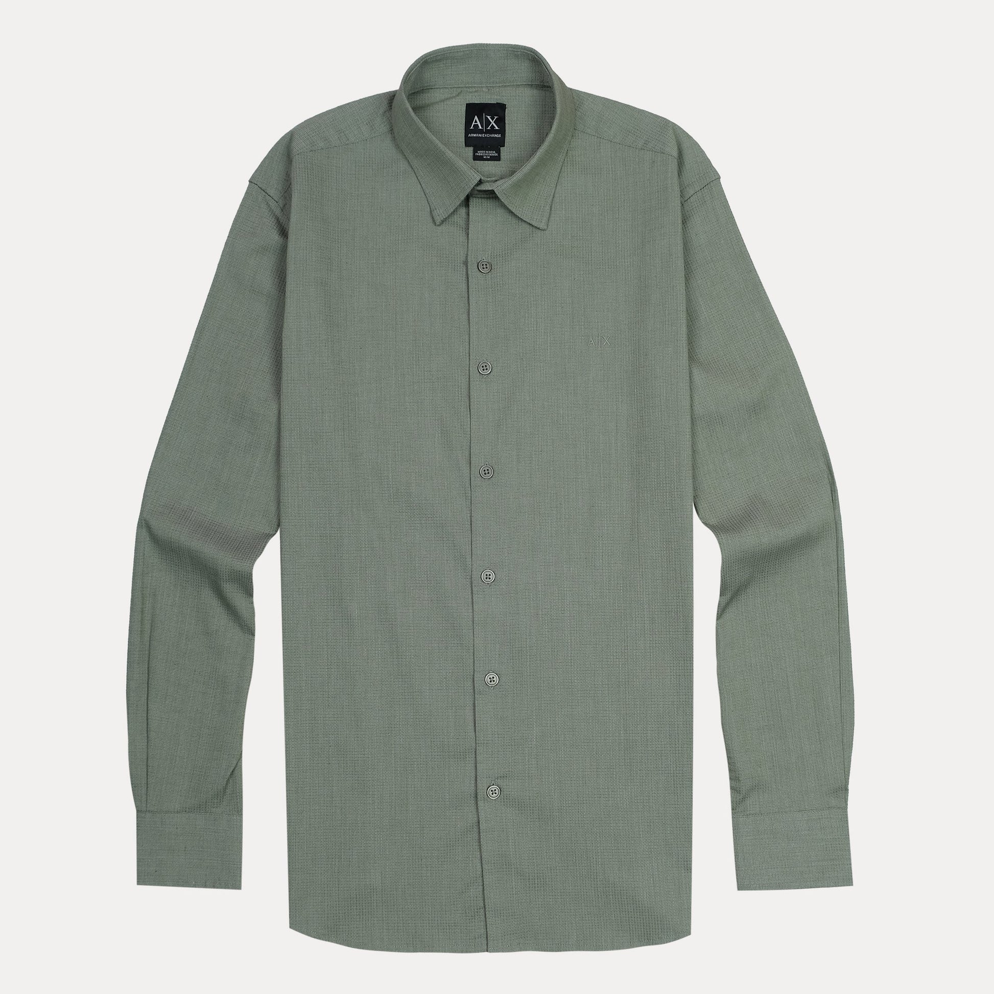 Armani Exchange Effortlessly Chic Olive Green Textured Shirt