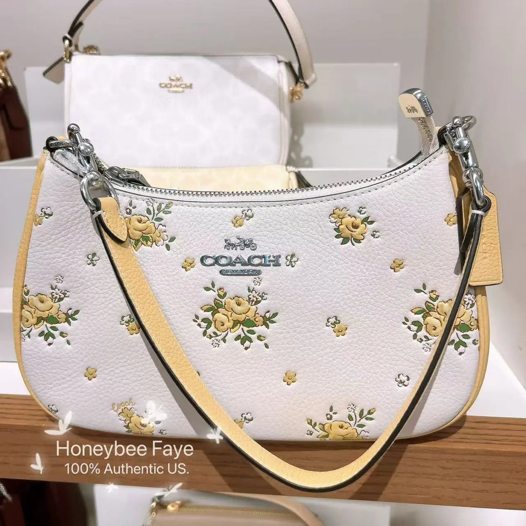 COACH Floral Embellished Leather Hobo Bag