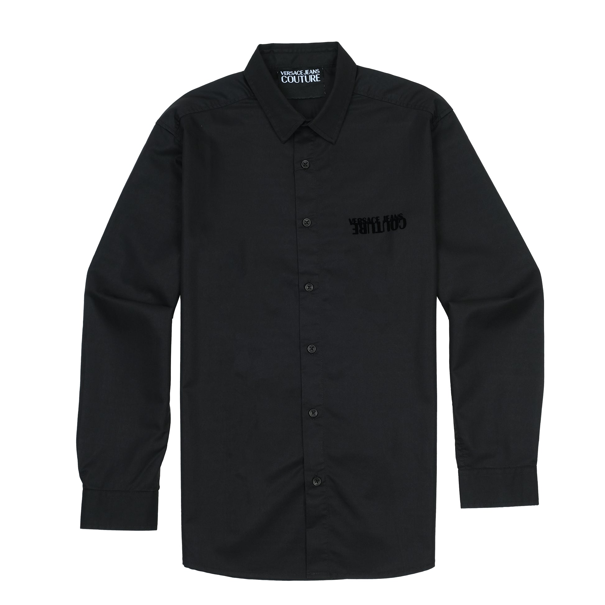 Versace Jeans Couture Elegant Midnight Black Button-Up Shirt