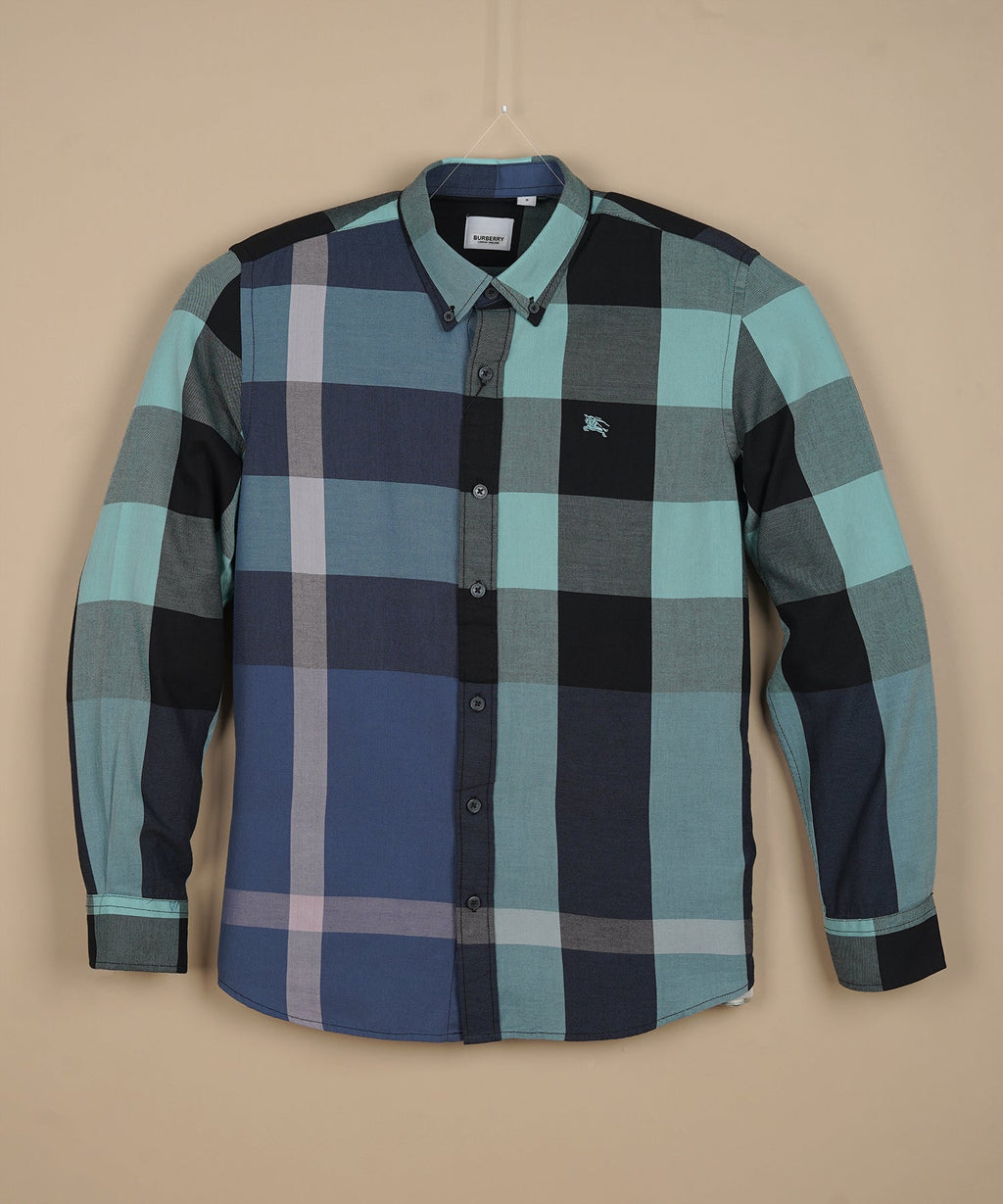 BURBERRY Prismatic Aqua Tailored Fit Long Sleeve Check Shirt