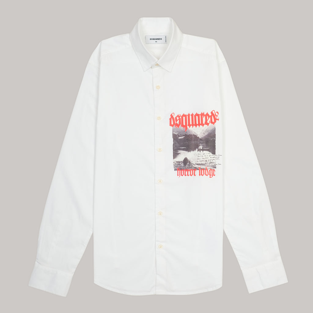 DSQUARED2 Opulent Pearl White Classic Fit Long Sleeve Button-Up Shirt