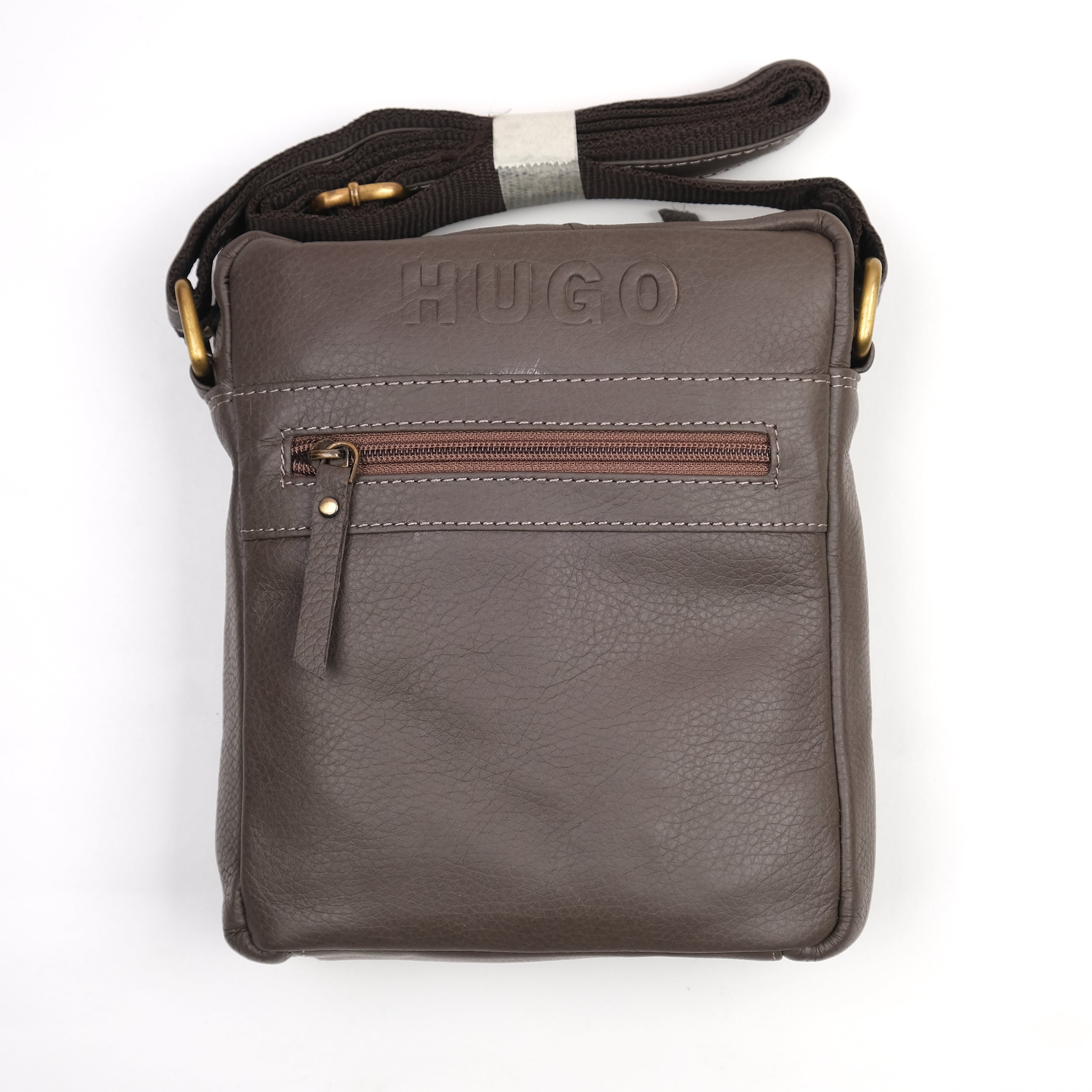 Hugo Chic Espresso Leather Crossbody Bag