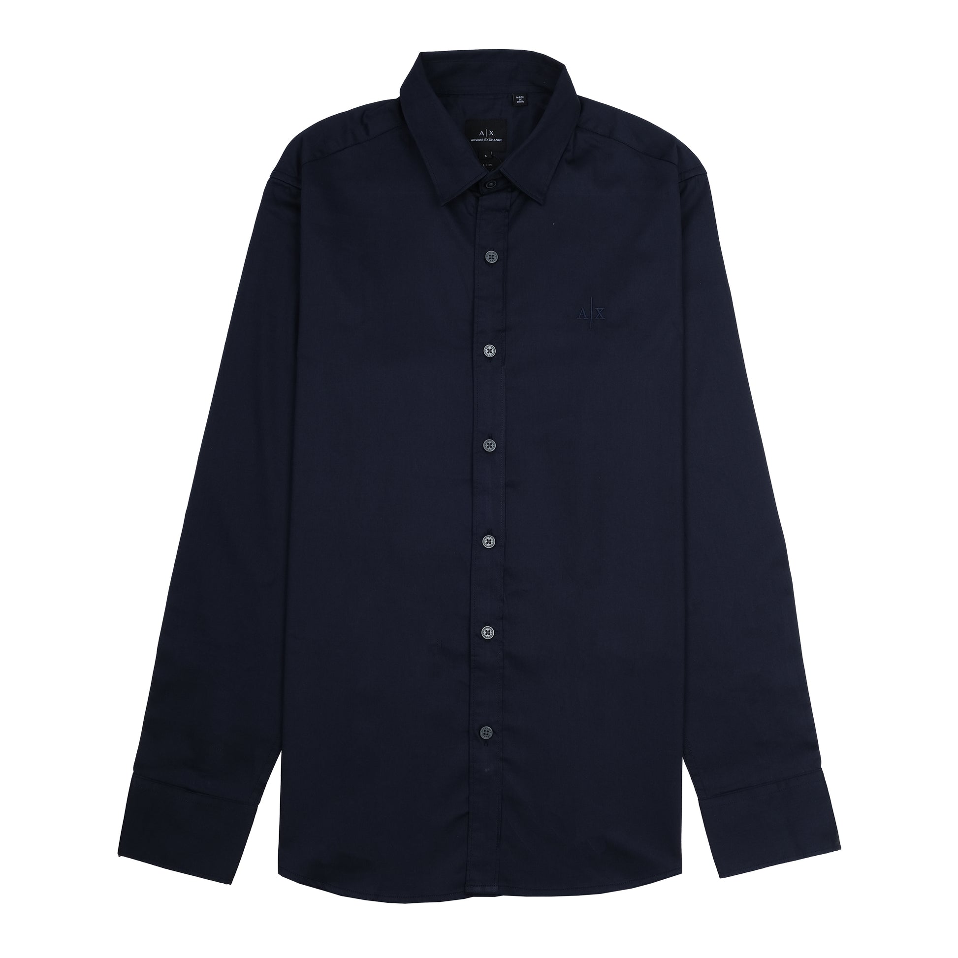 Armani Exchange Elegant Midnight Blue Button-Up Shirt