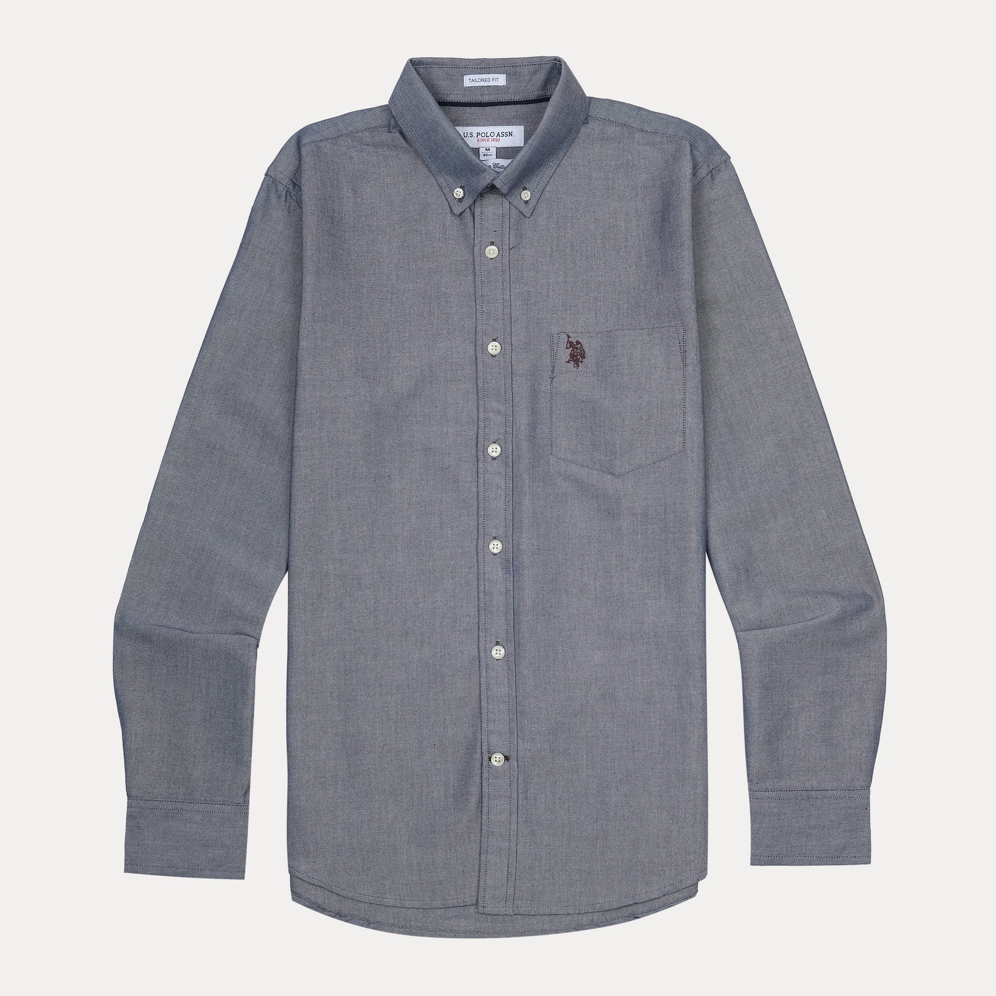 U.S. Polo Assn. Tailored Fit Charcoal Chambray Shirt