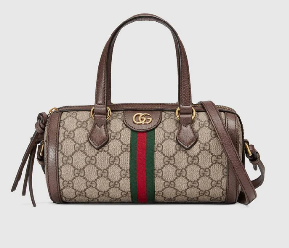 GUCCI GG Monogram Mini Barrel Bag with Web Stripe