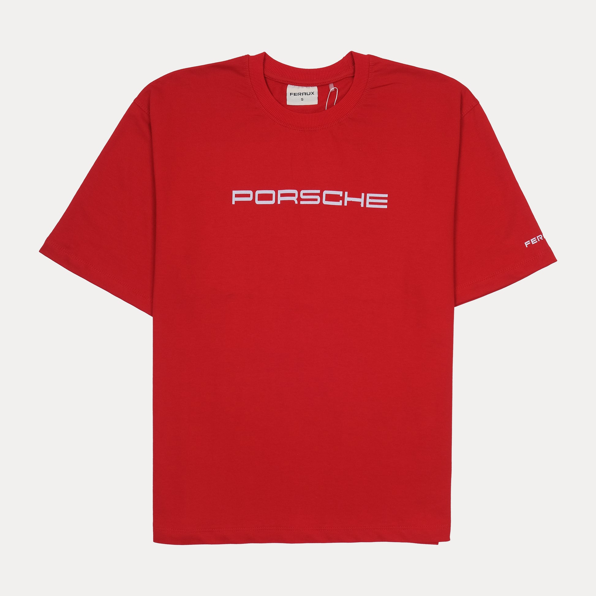 FERAUX Porsche 911 GT3 RS Graphic Oversized Tee in Fiery Crimson