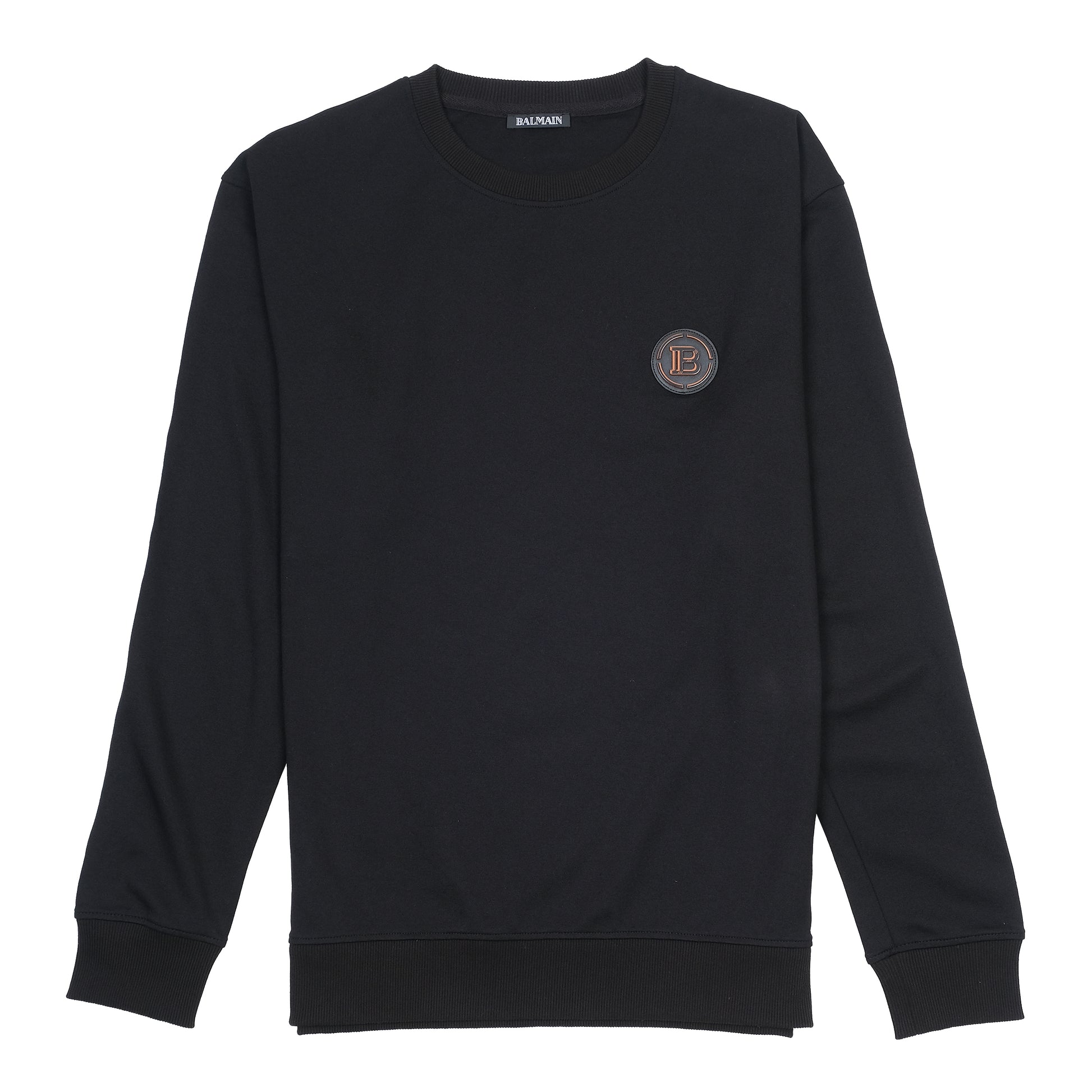 Balmain Luxe Black Emblem Crewneck Sweatshirt