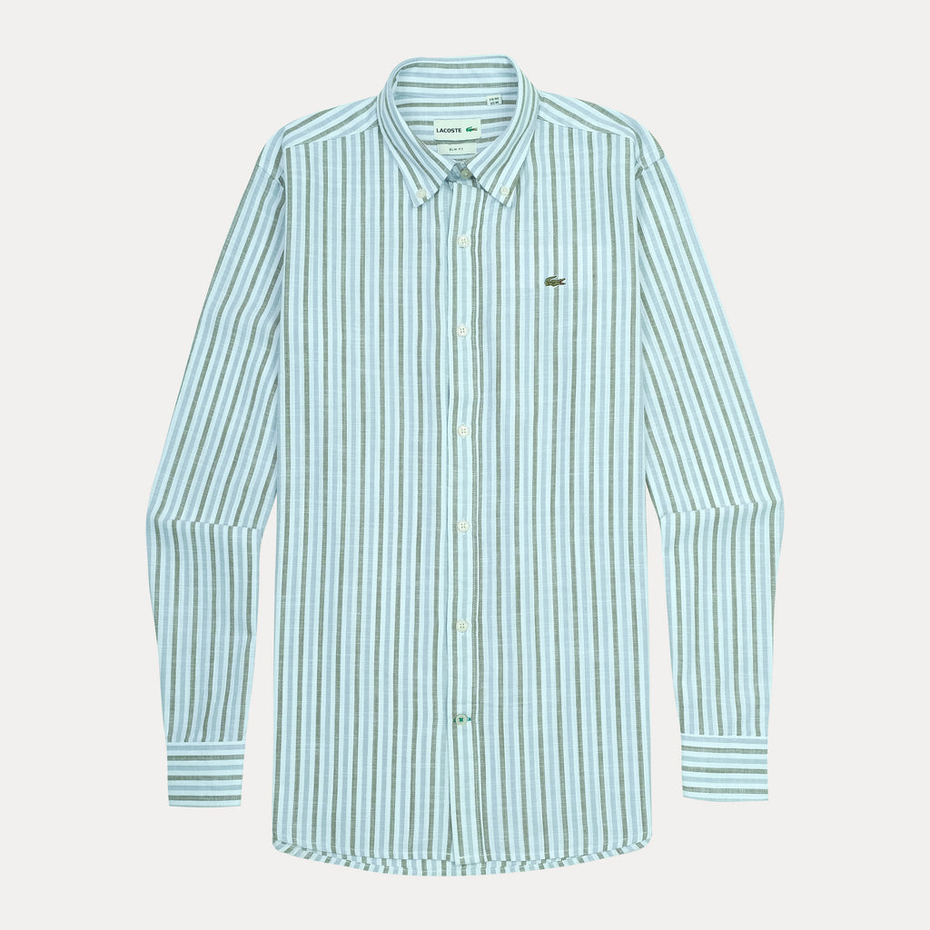 Lacoste Slim Fit Striped Elegance Shirt in Serene Aqua