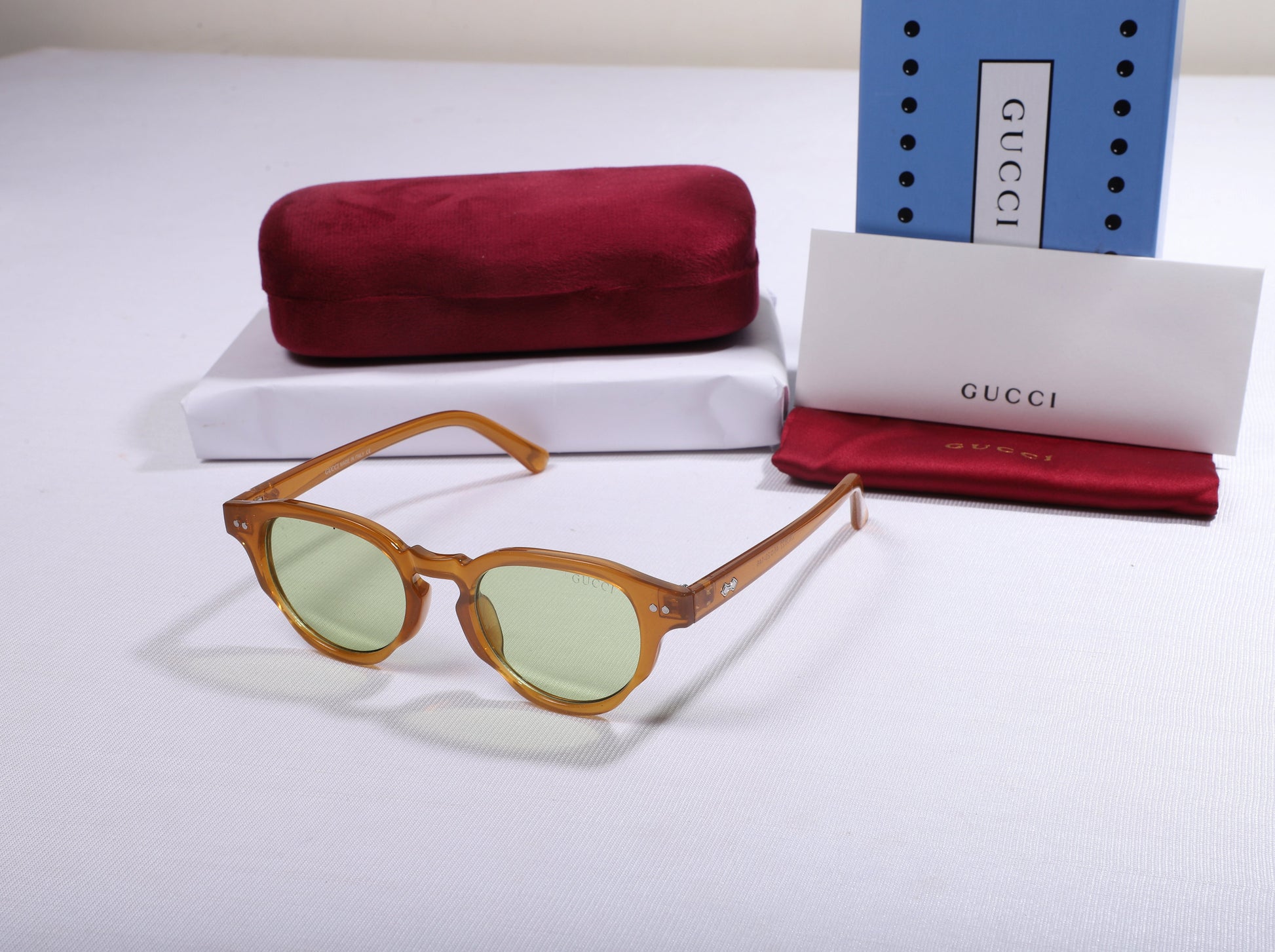 GUCCI Vintage Amber Dream Round Frame Sunglasses