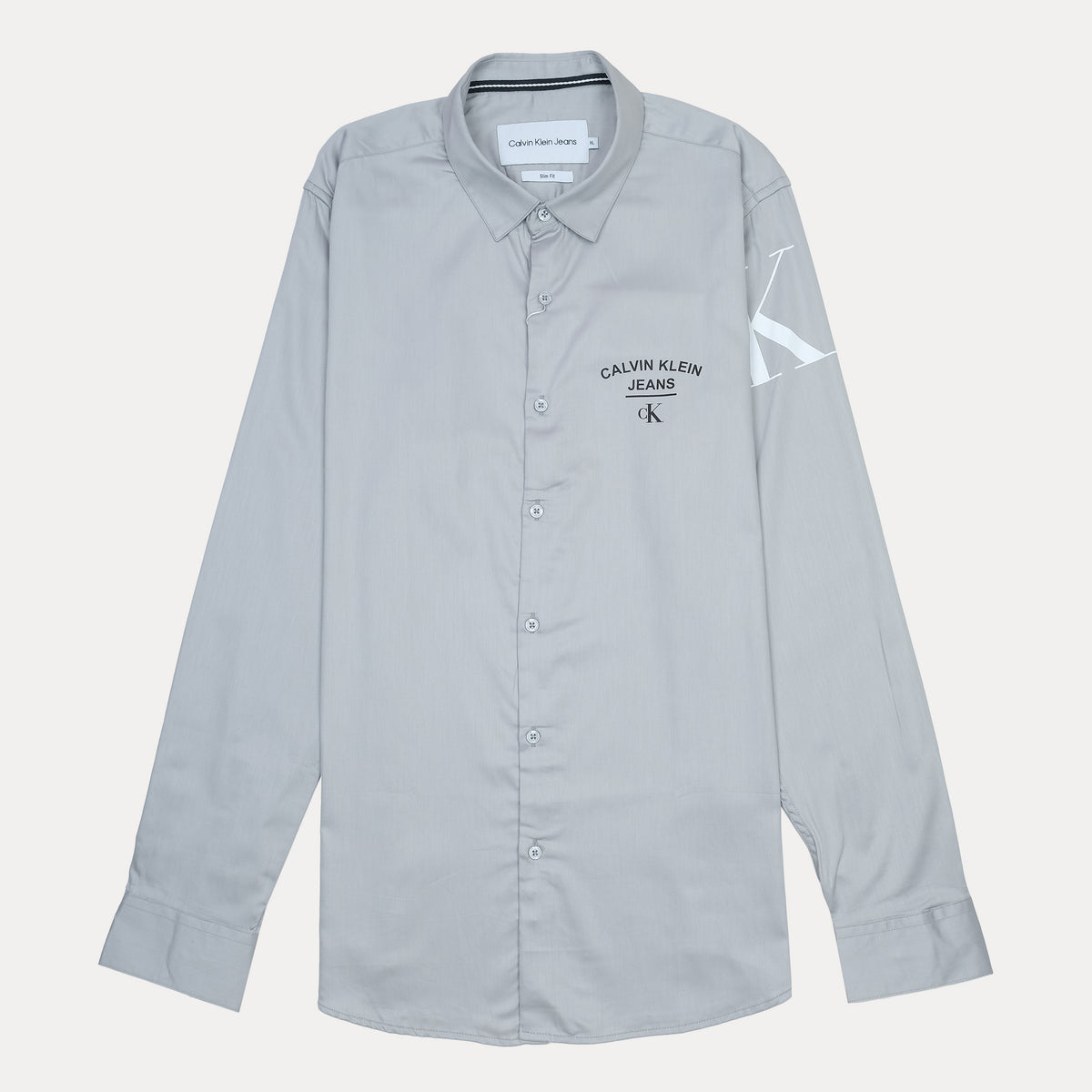 Calvin Klein Jeans Slim Fit Long Sleeve Shirt in Grey