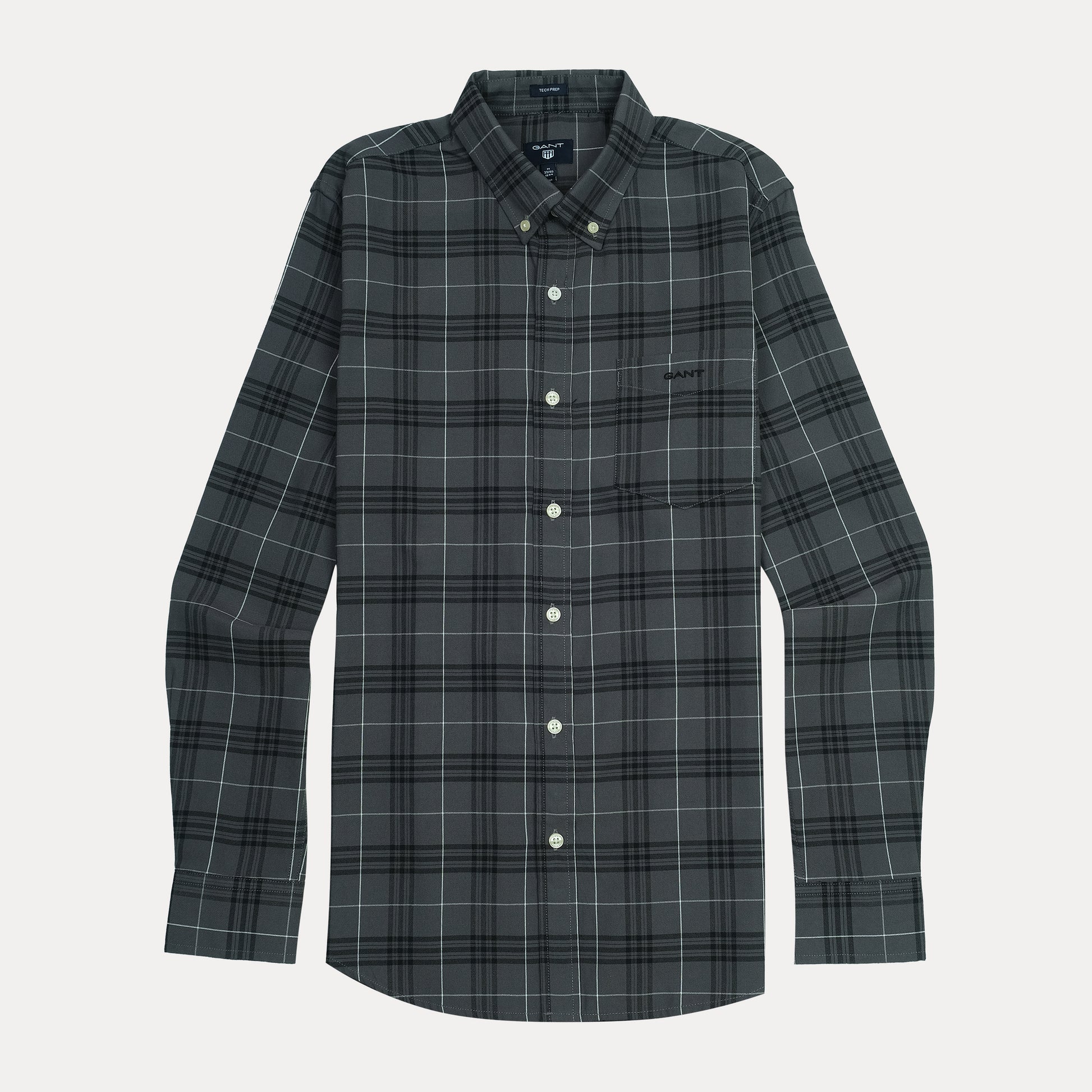 GANT Tech Prep Plaid Perfection Shirt in Charcoal Check