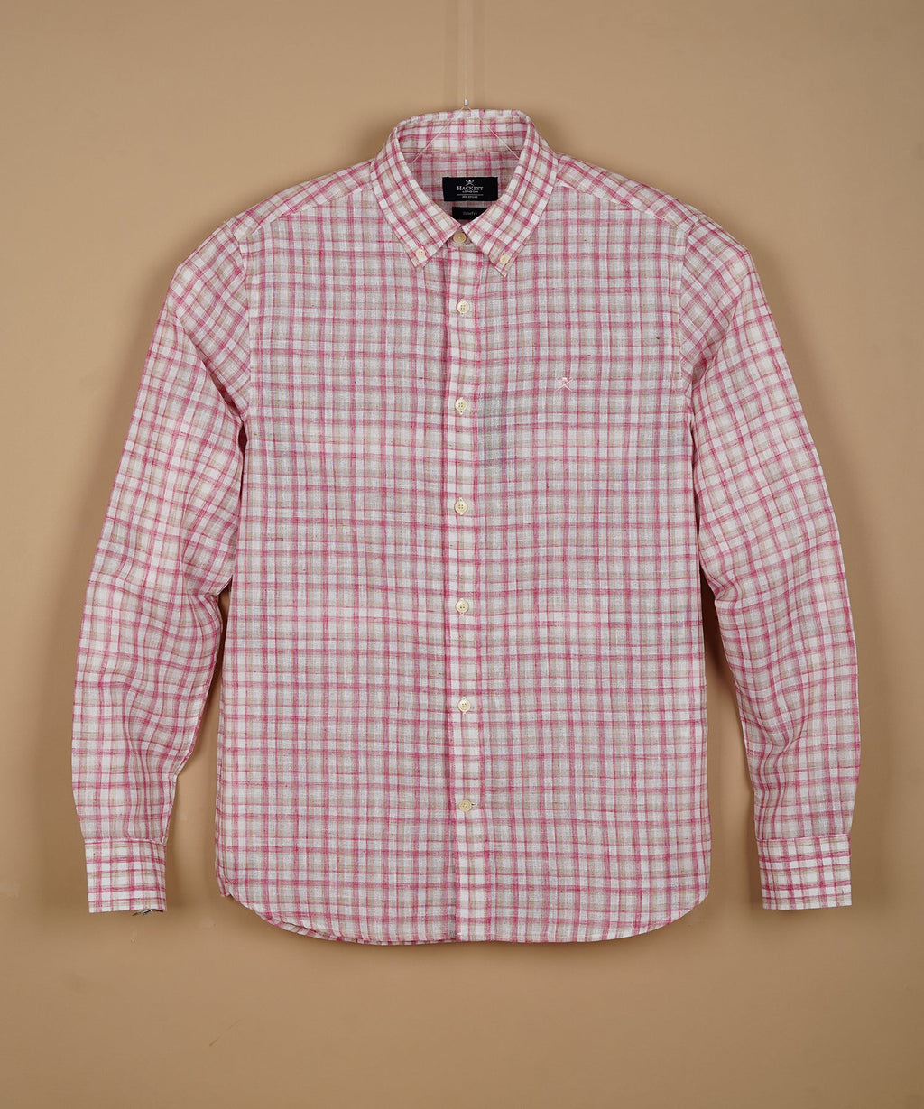 HACKETT Aurelian Mist Tailored Fit Long Sleeve Linen Shirt