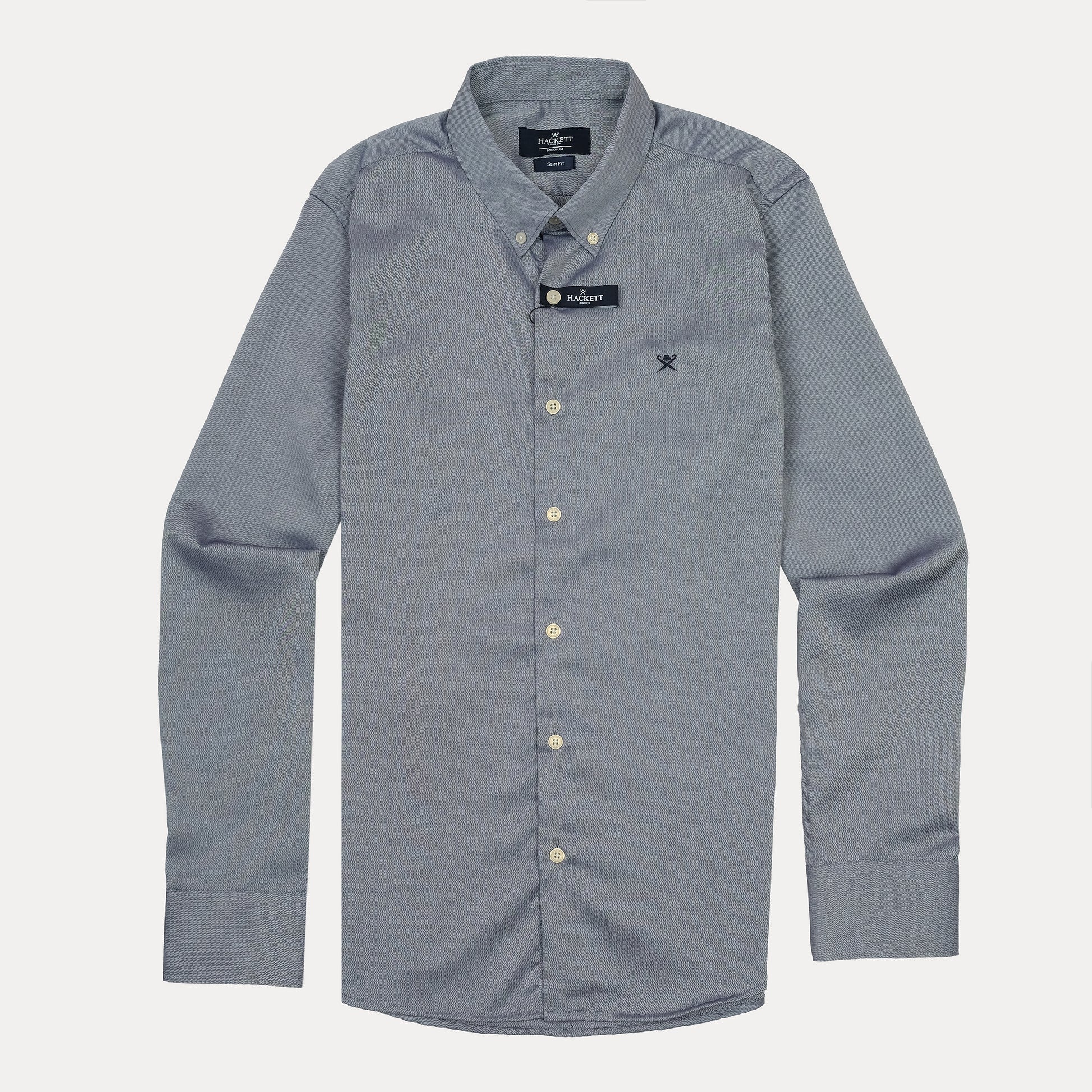 HACKETT SumFit Stylish Slate Grey Button-Up Shirt