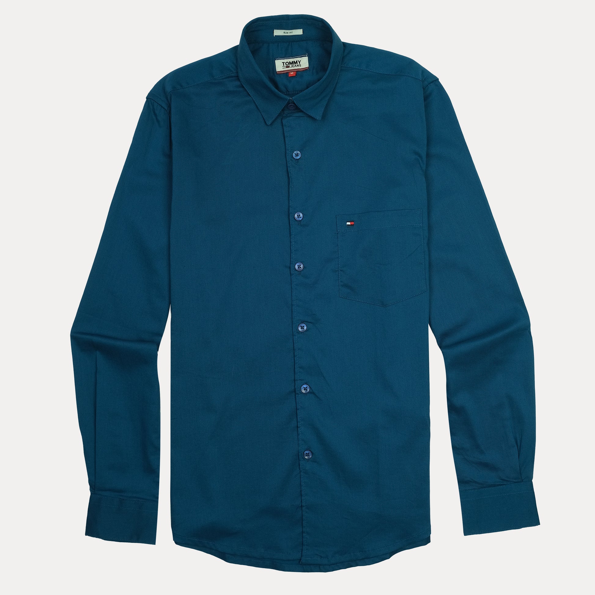 Tommy Jeans Sleek Teal Slim Fit Shirt