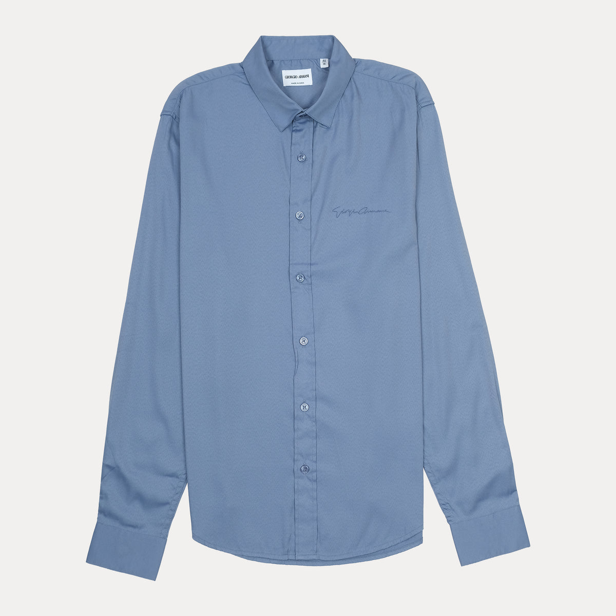 Giorgio Armani Classic Fit Long Sleeve Button-Up Shirt in Blue