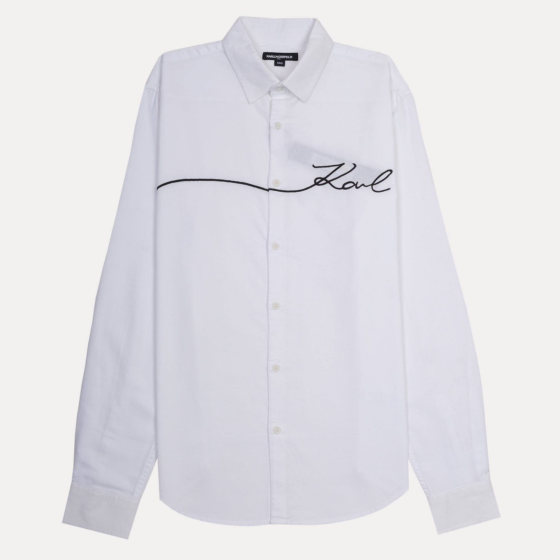 KARL LAGERFELD Elegant Whisper White Embroidered Shirt