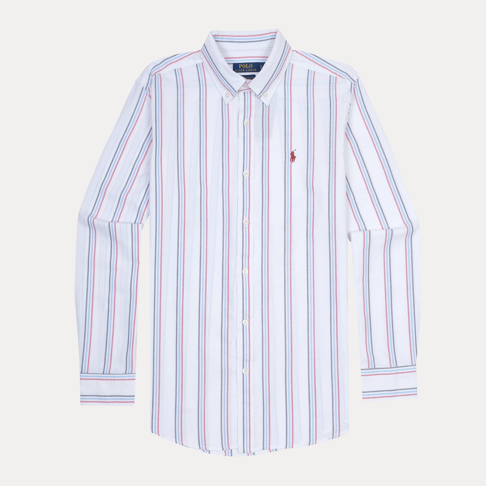 Polo Ralph Lauren Striped Elegance Button-Up Shirt in Crisp Cloud White