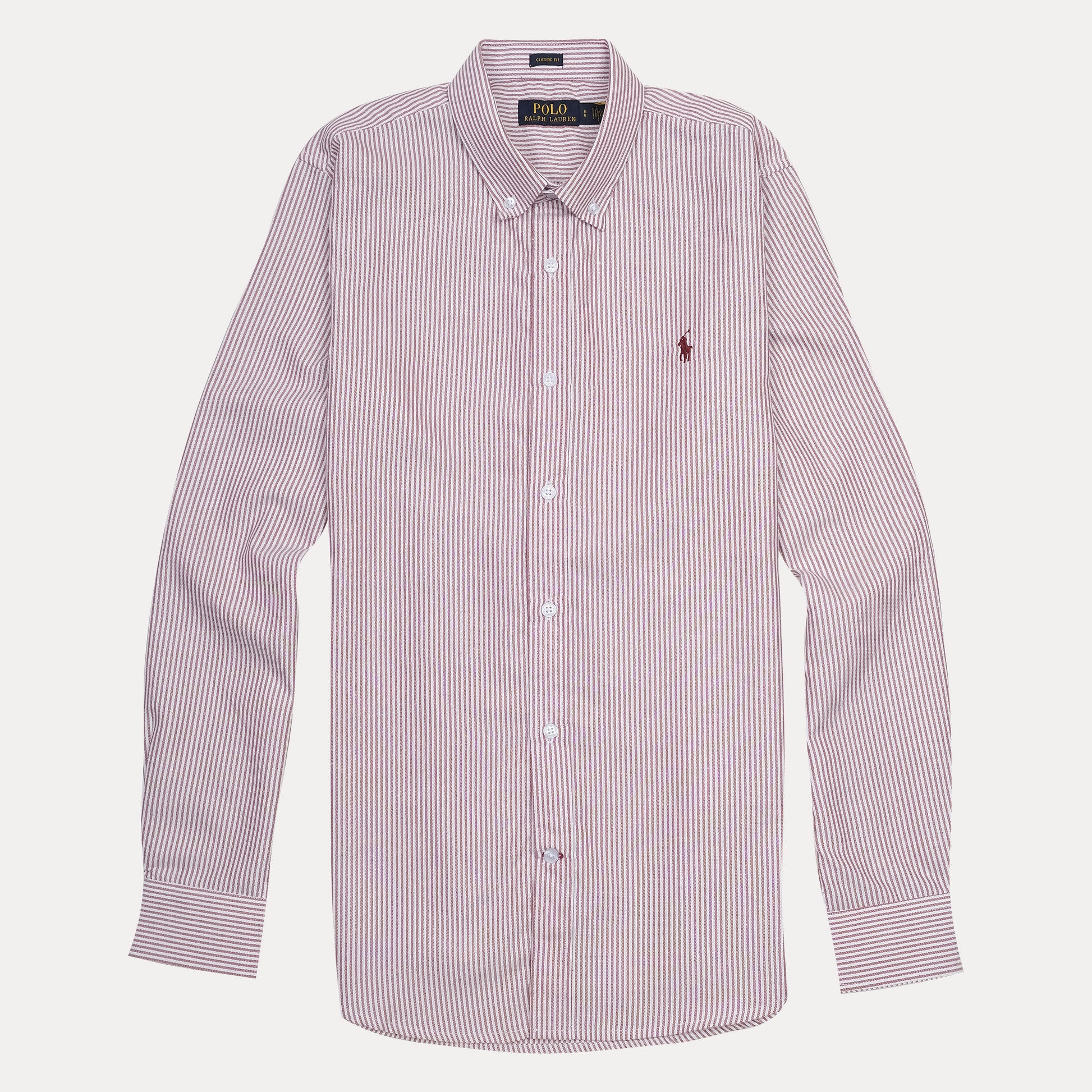 Polo Ralph Lauren Classic Fit Striped Elegance Shirt in Crimson Whisper