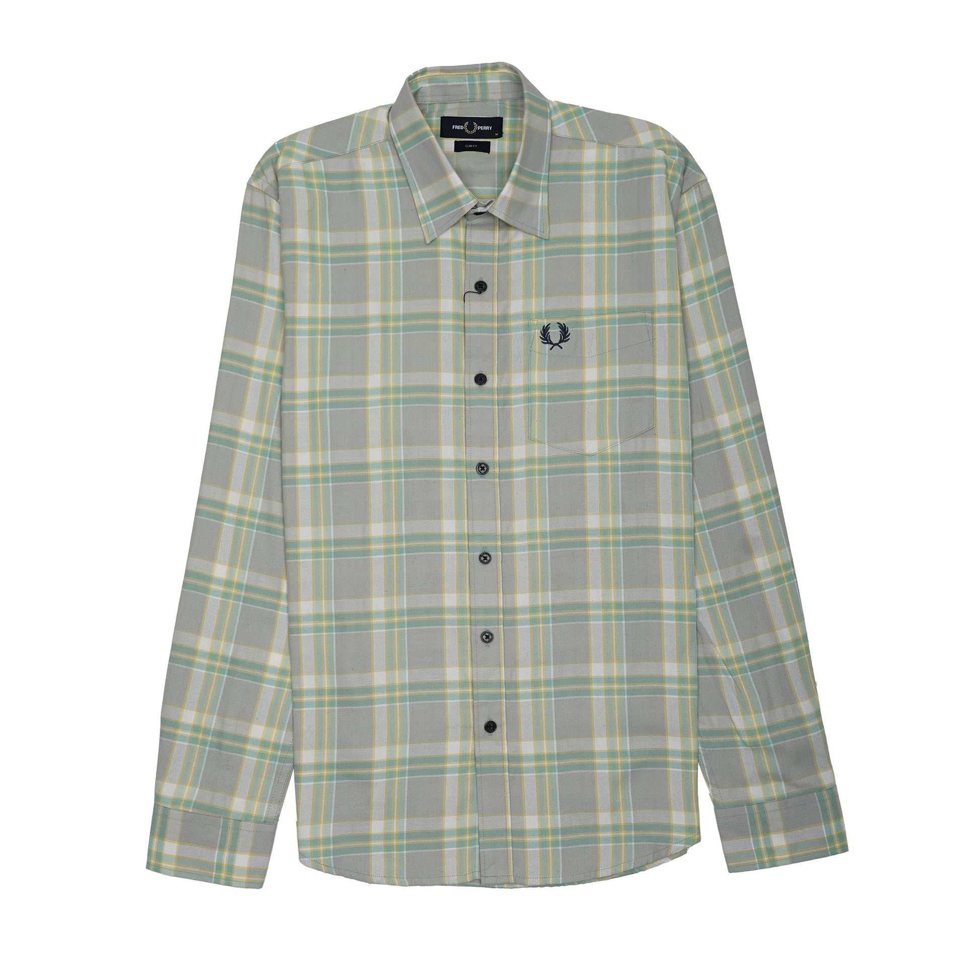 FRED PERRY Prismatic Sage Tailored Fit Long Sleeve Check Shirt