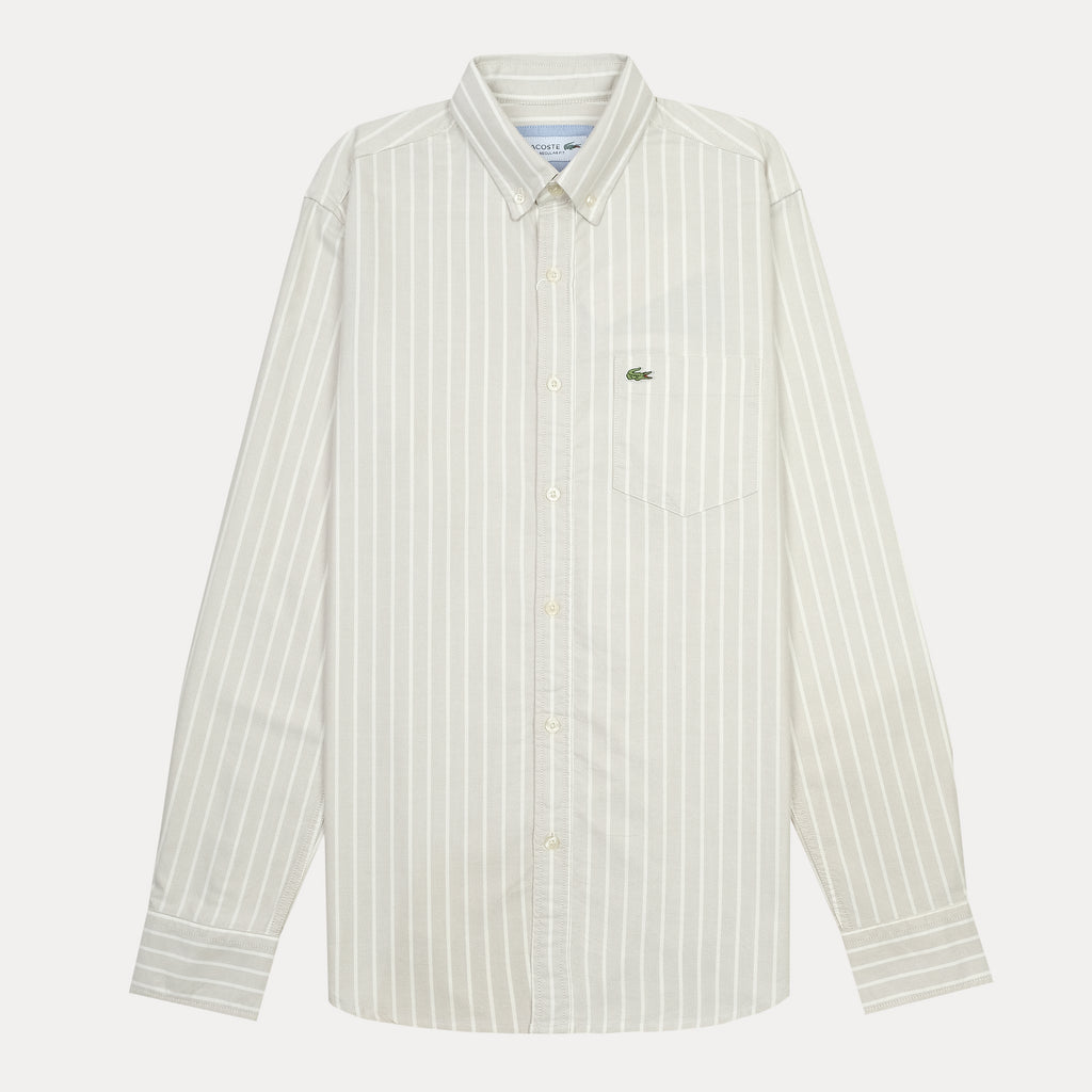 Lacoste Elegant Striped Organic Cotton Shirt in Whispering White