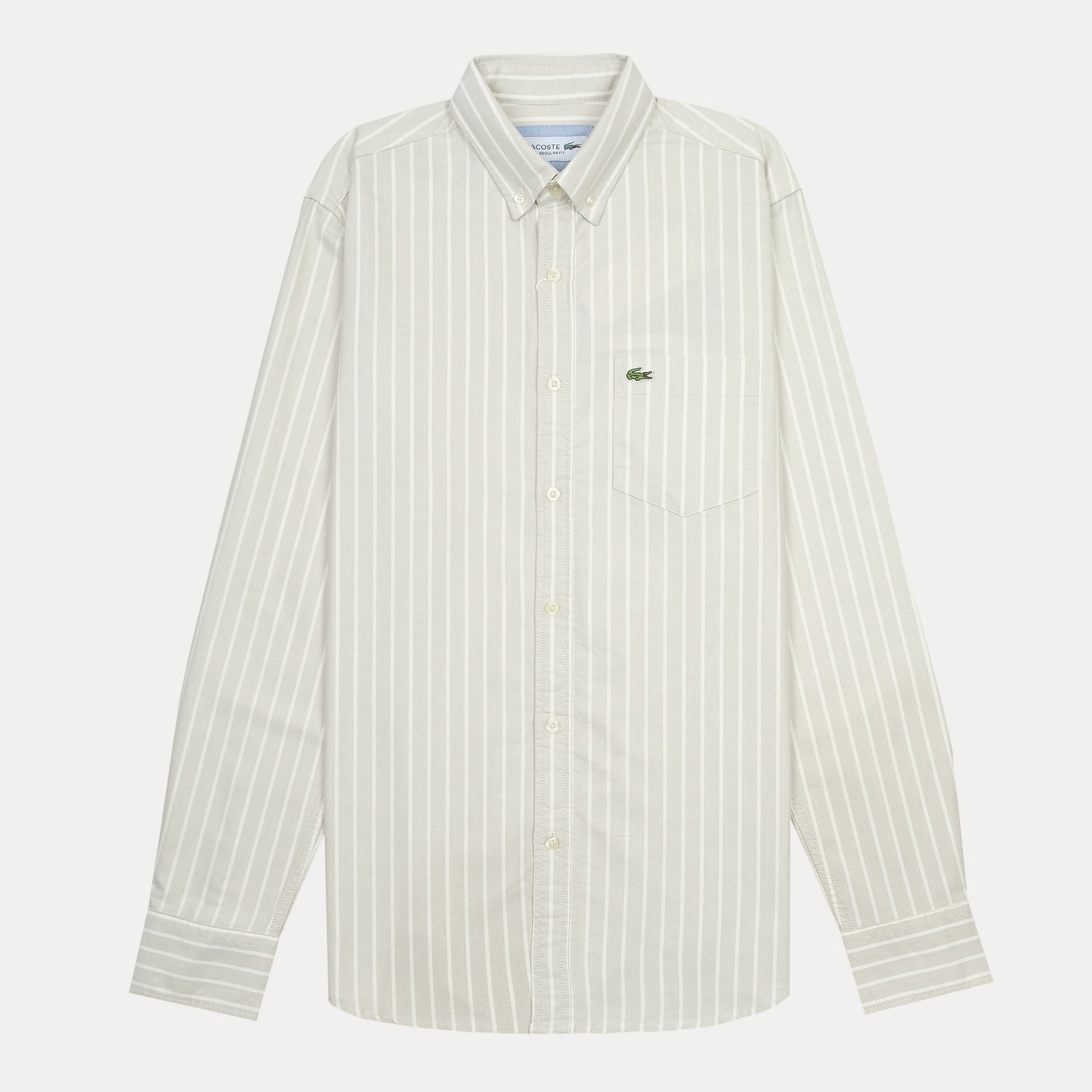 Lacoste Elegant Striped Organic Cotton Shirt in Whispering White