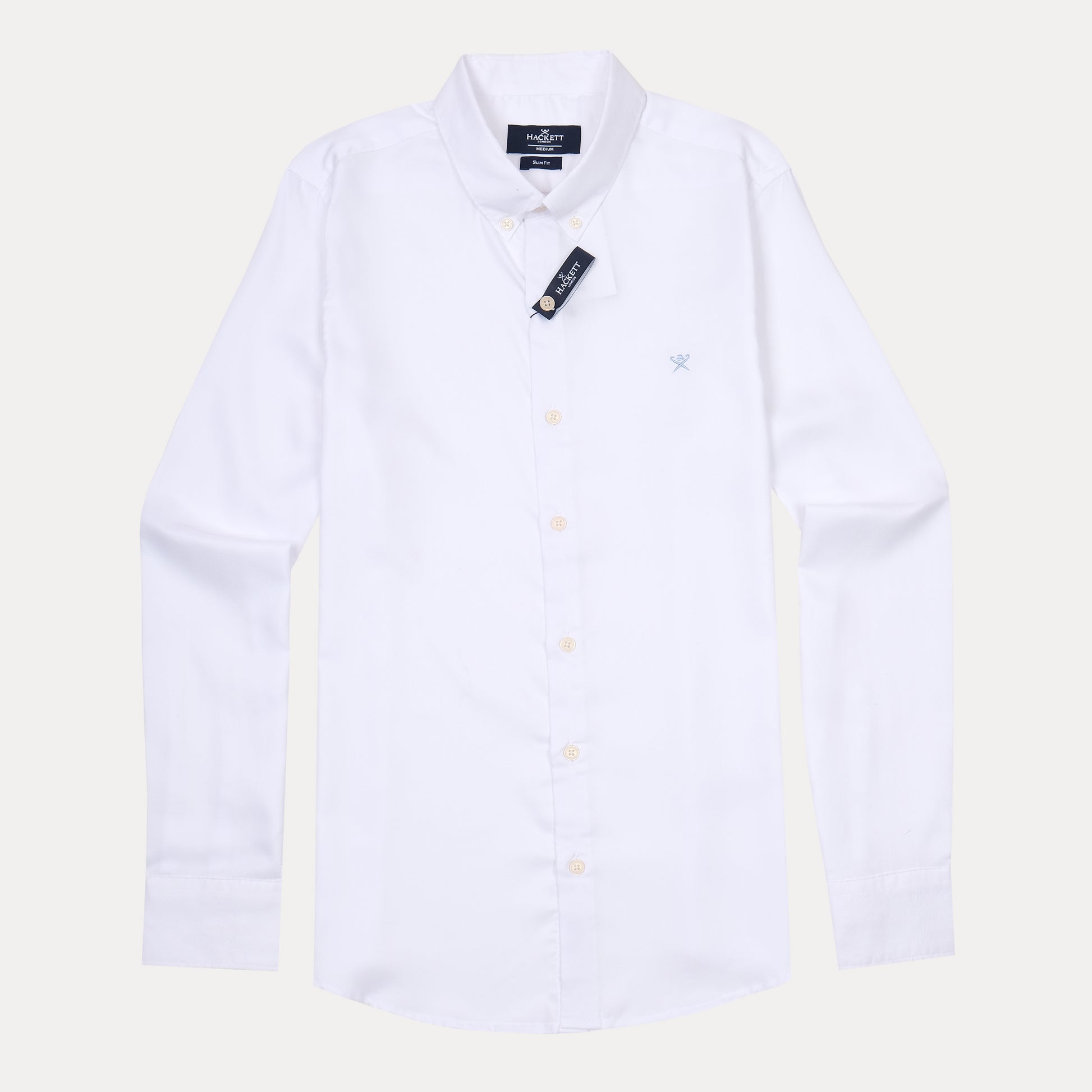 HACKETT London Crisp Cotton Slim Fit Shirt in Pristine White