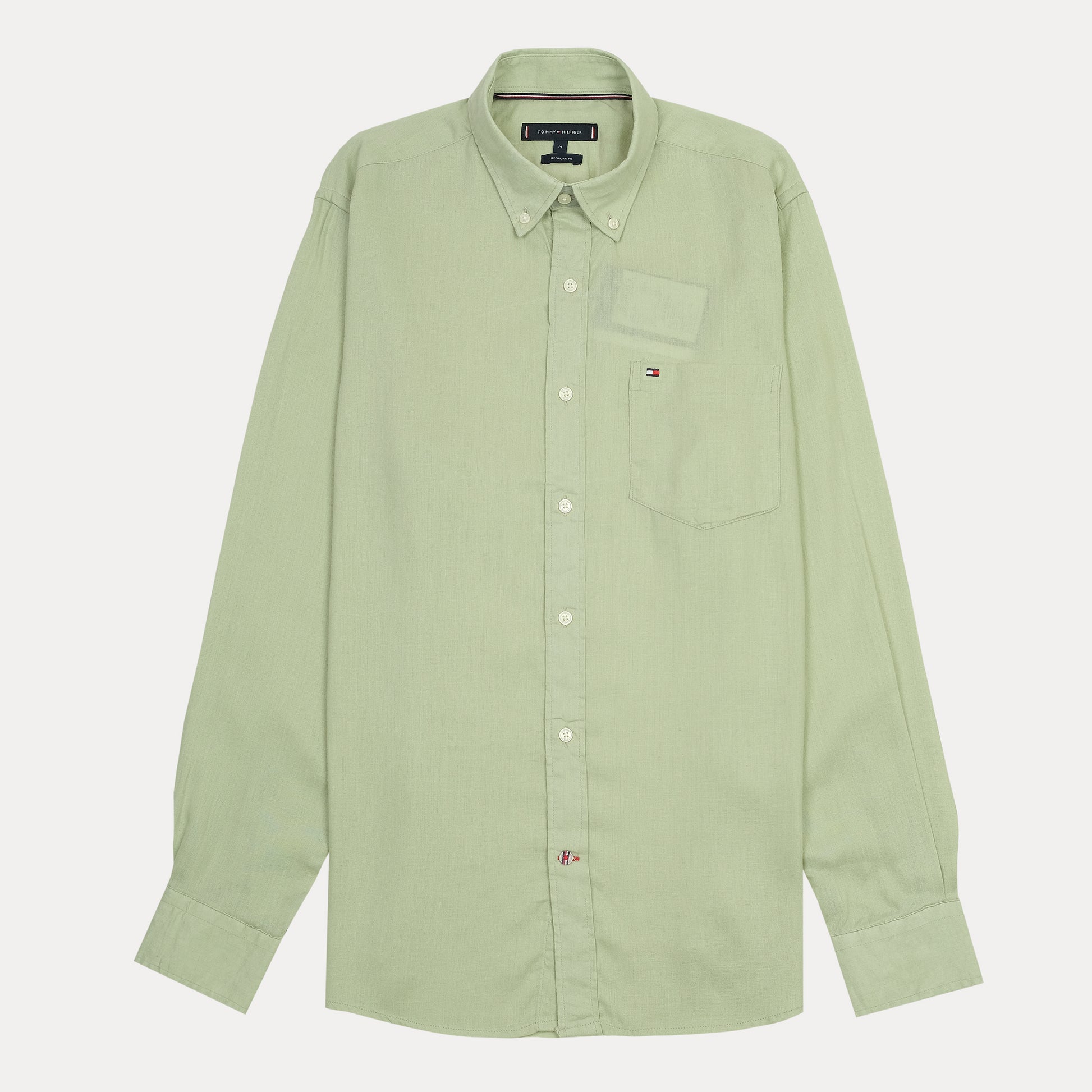 TOMMY HILFIGER Breezy Sage Button-Up Linen Shirt
