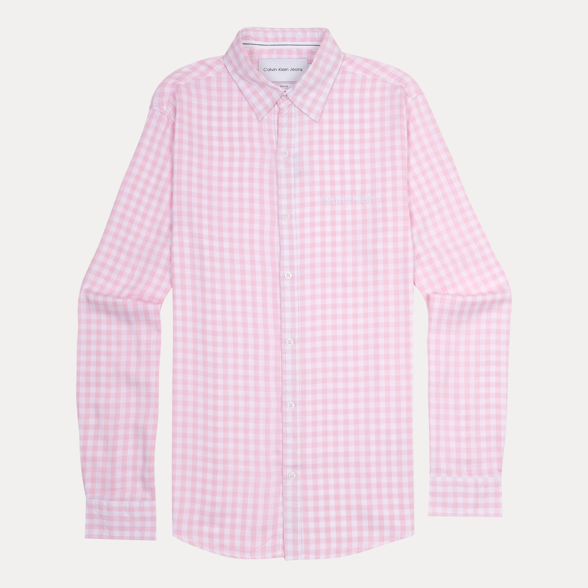 Calvin Klein Charming Gingham Button-Up Shirt in Blush Pink