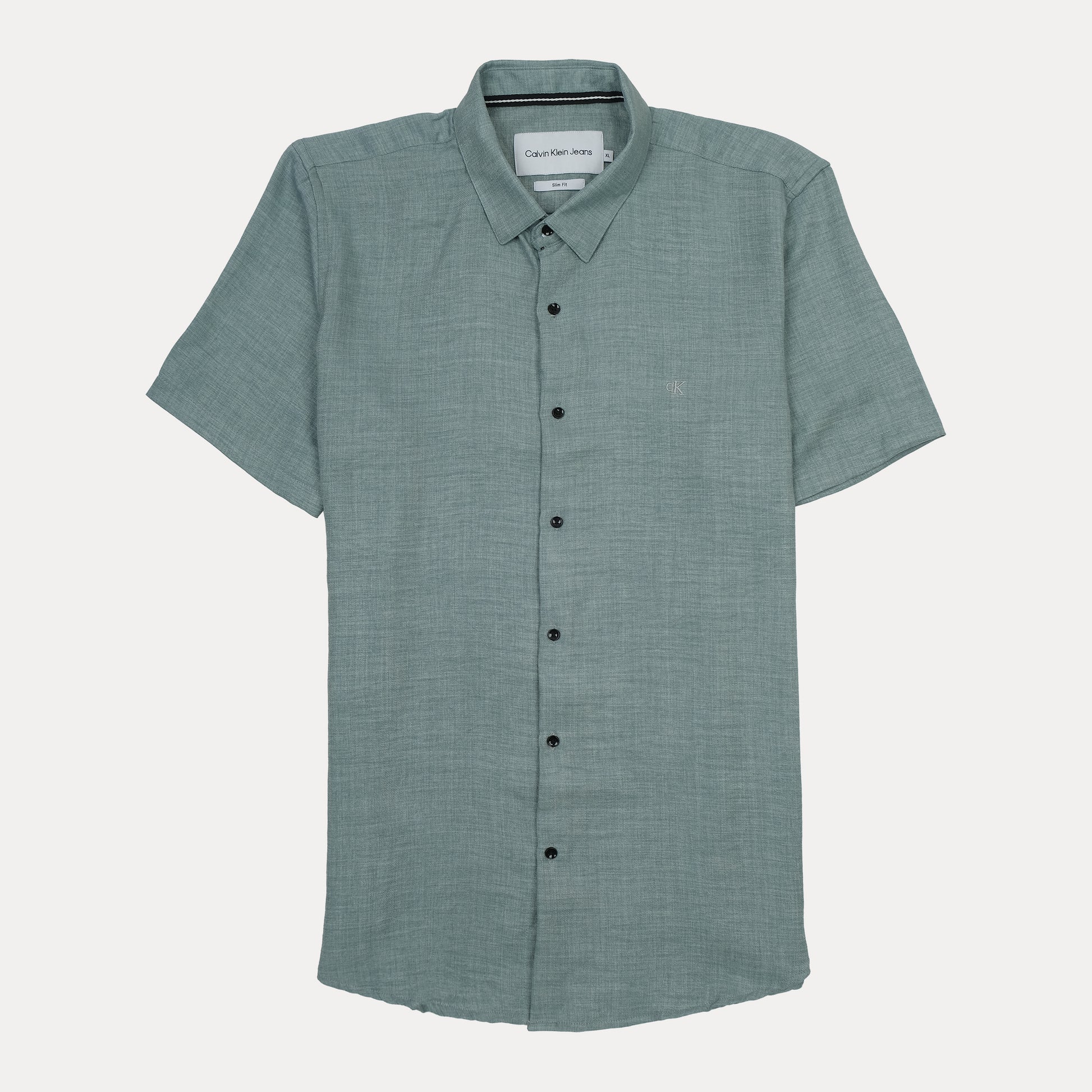 Calvin Klein Jeans Slim Fit Short Sleeve Shirt in Soft Green