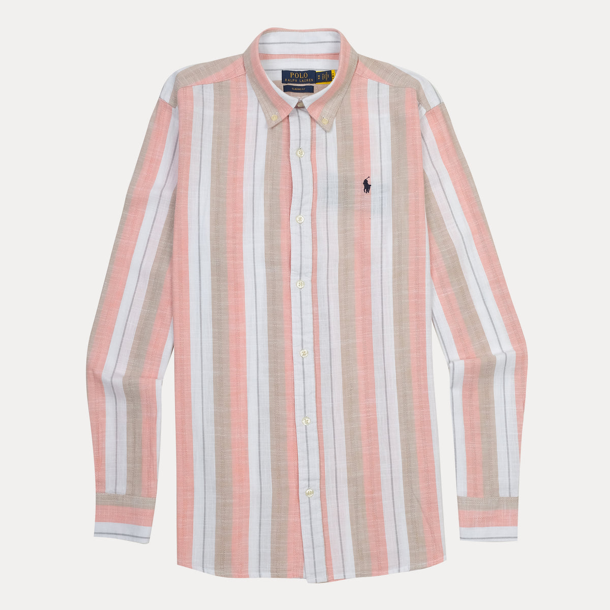 Polo Ralph Lauren Classic Fit Striped Linen Shirt in Coral Breeze
