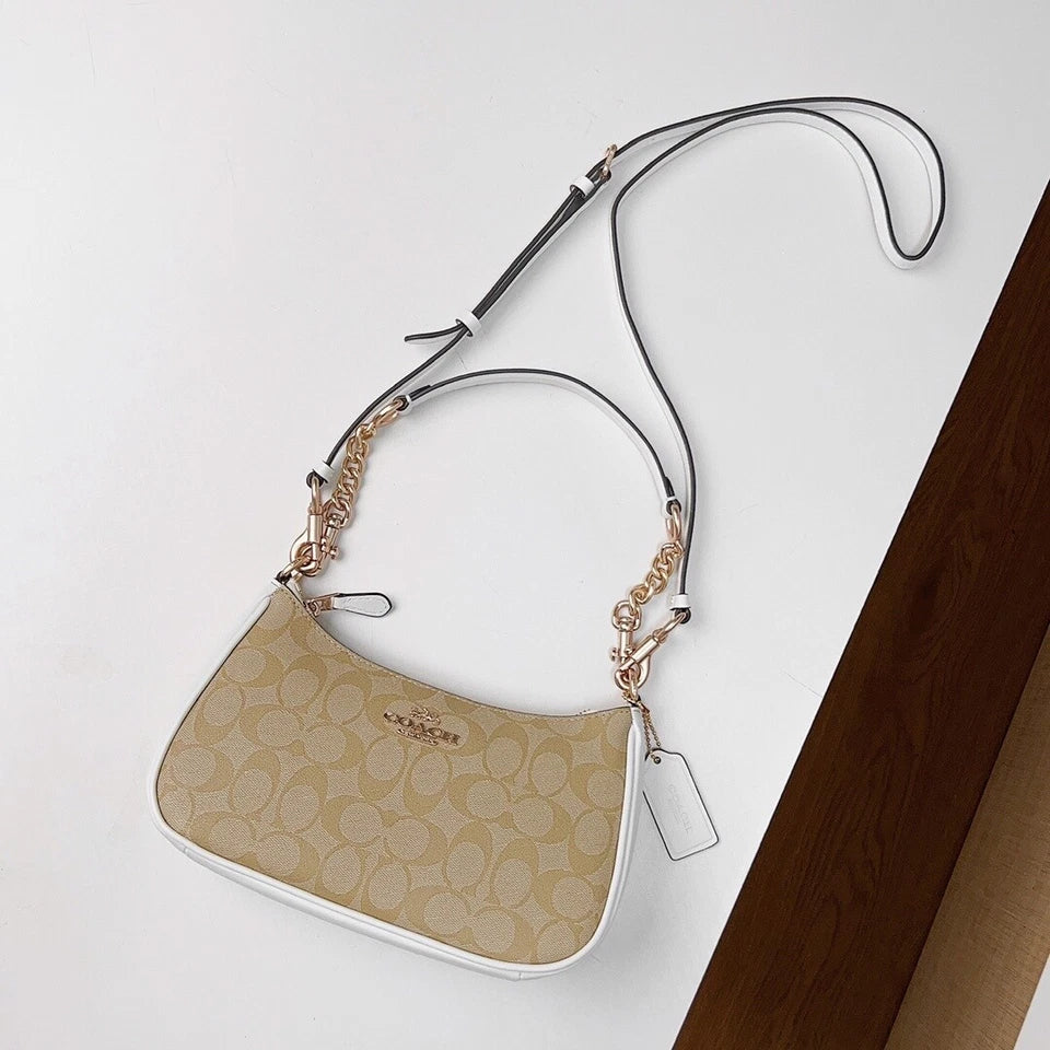 COACH Sunbeam Champagne Luxe Canvas Hobo Bag