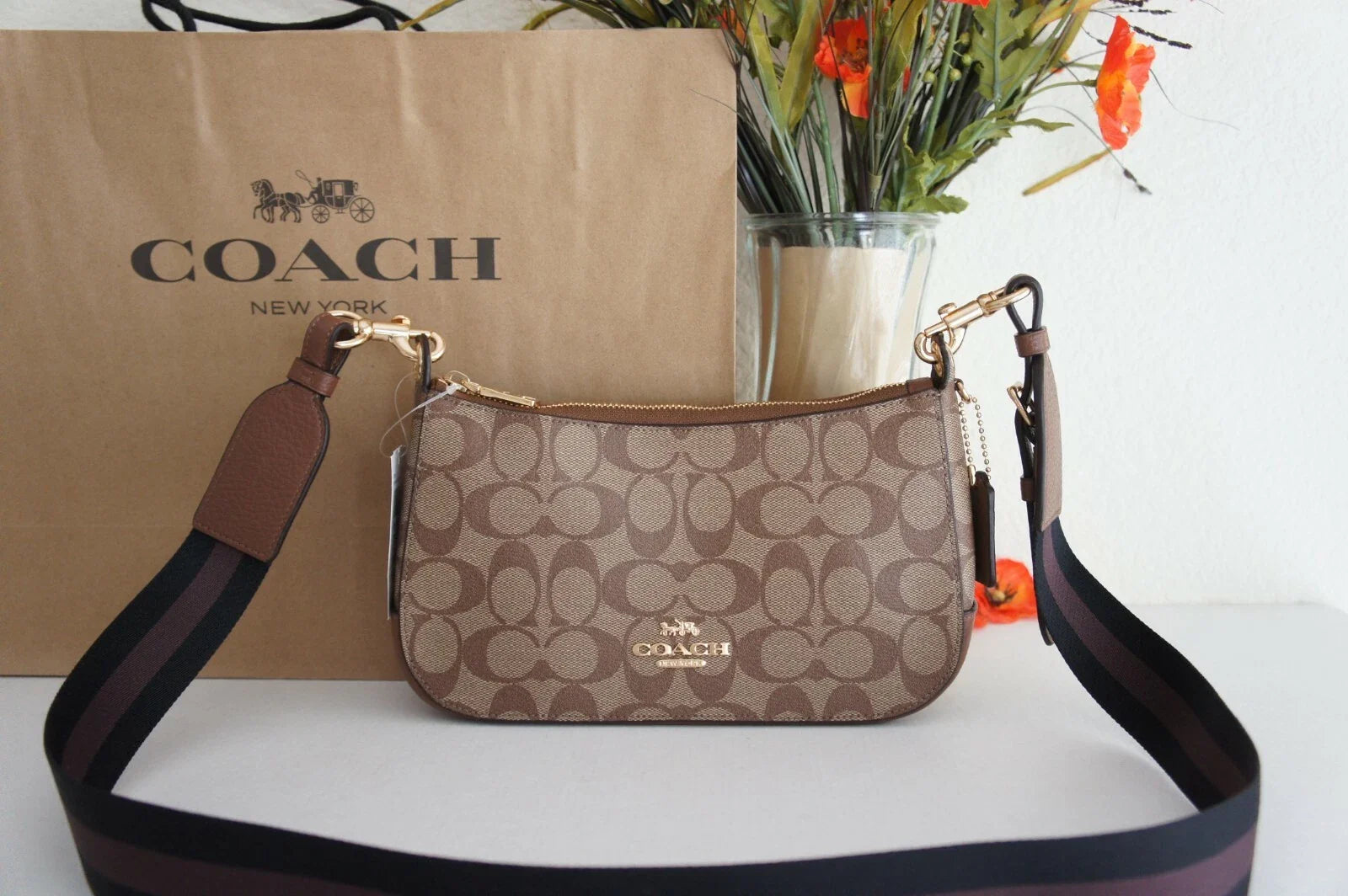 COACH Rustic Amber Chic Signature Crossbody Bag