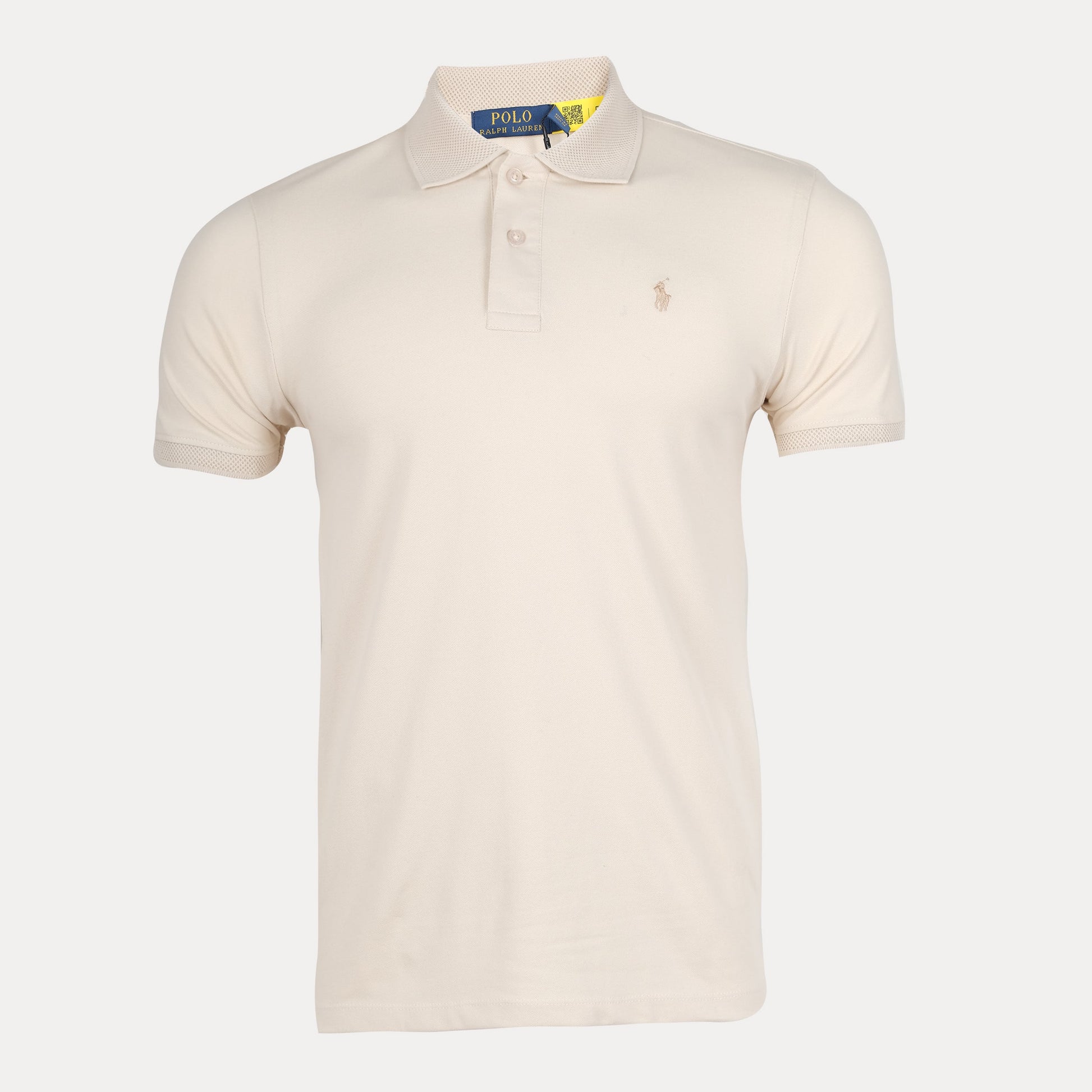 POLY RALPH LAUREN Seraphic Cream Tailored Fit Short Sleeve Cotton Polo