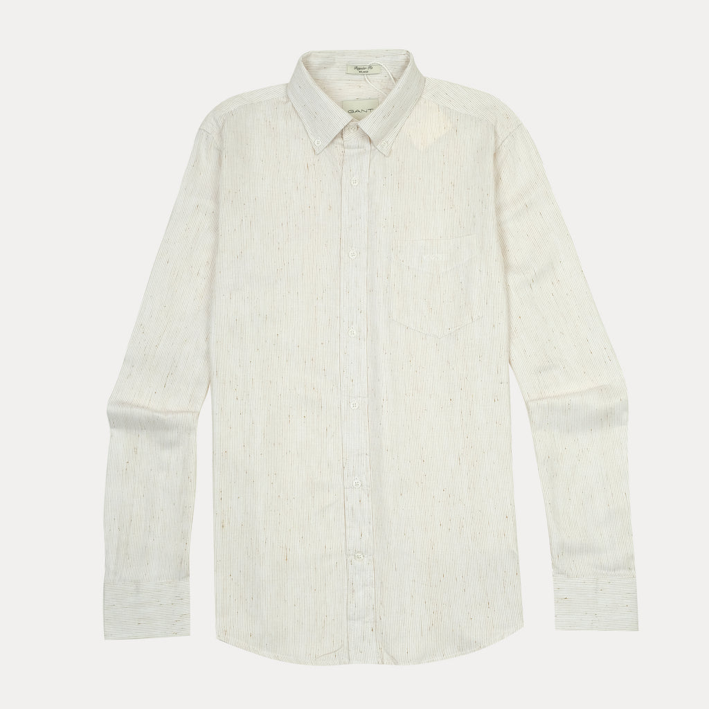 [M��lange Slub Linen] GANT Elegant Melange Button-Up Shirt in Whispering Cream