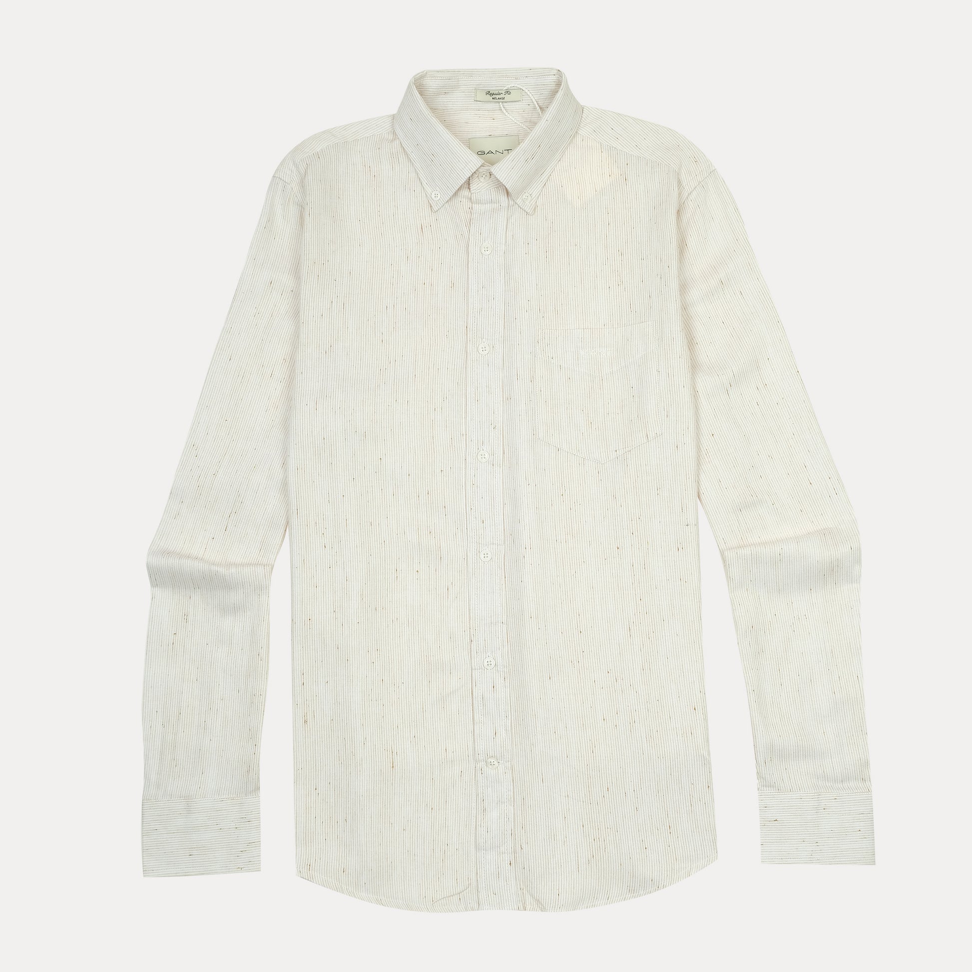 [M��lange Slub Linen] GANT Elegant Melange Button-Up Shirt in Whispering Cream