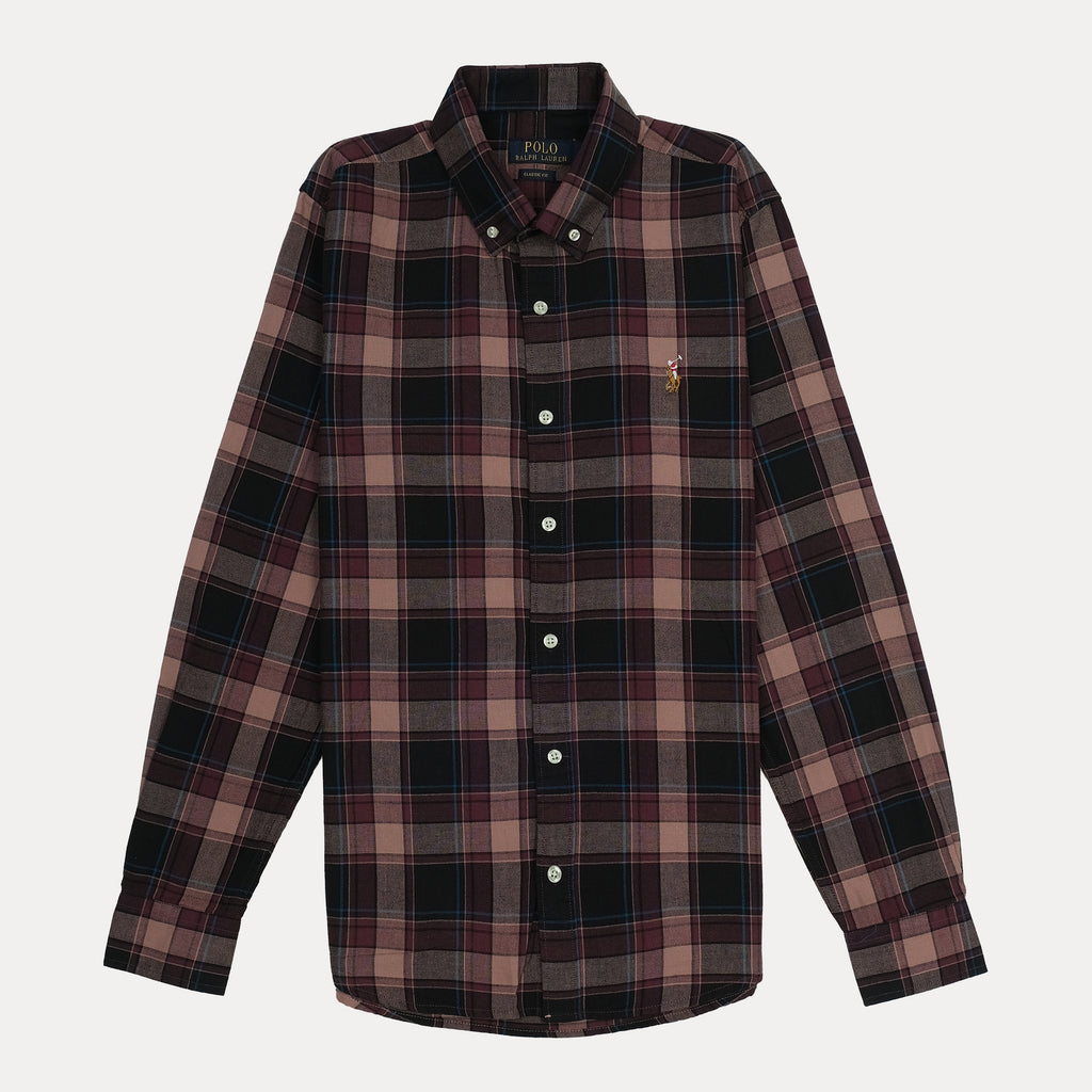 POLO RALPH LAUREN Rustic Plum Tailored Fit Long Sleeve Cotton Shirt