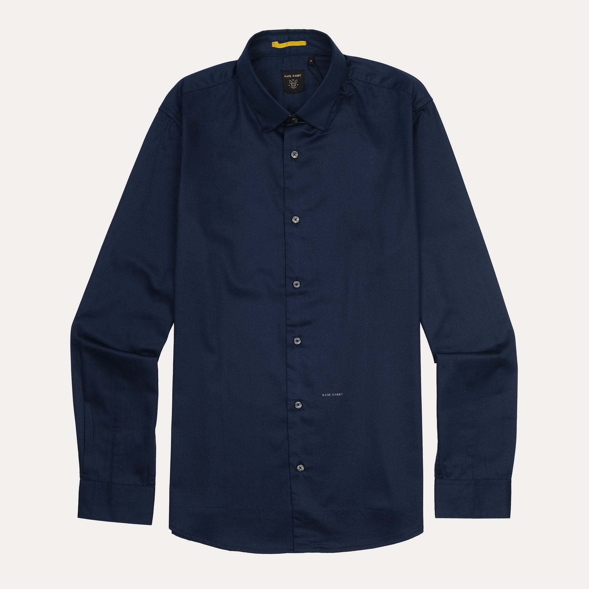 RARE RABBIT Elegant Midnight Blue Cotton Shirt