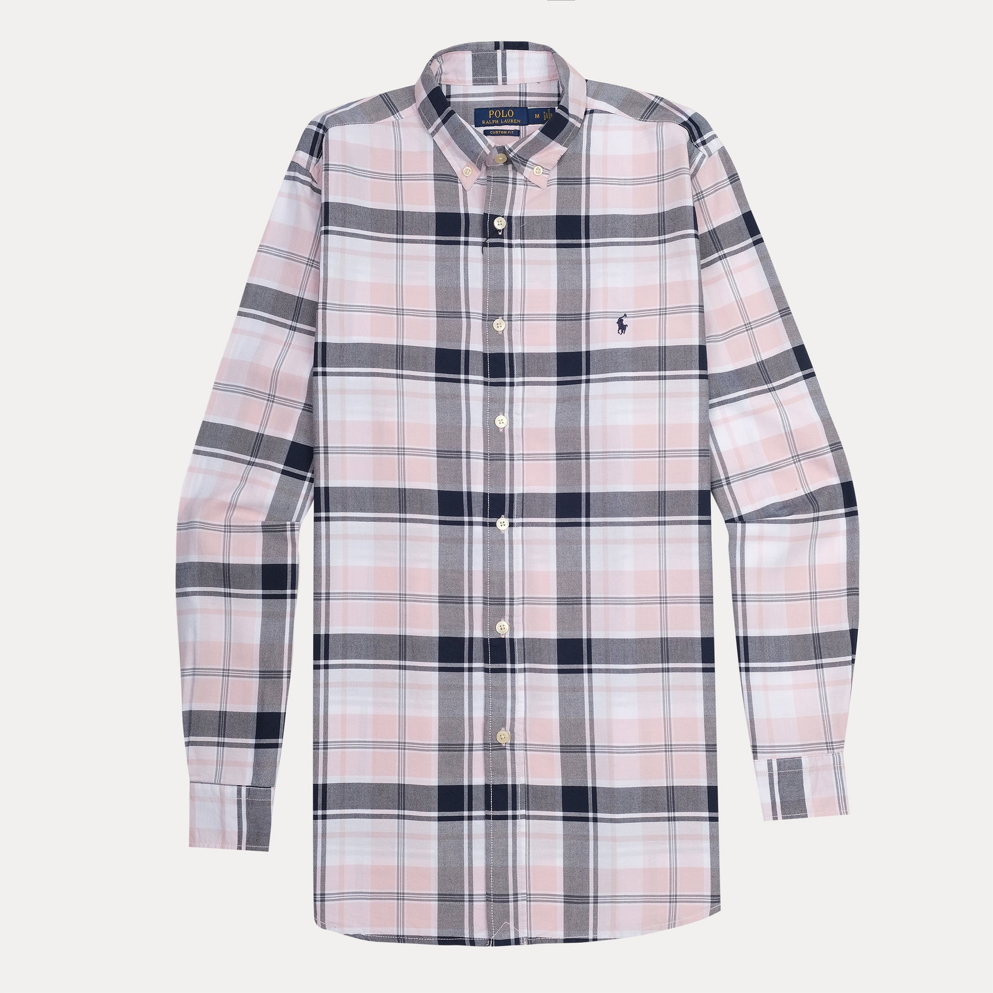 Polo Ralph Lauren Custom Fit Plaid Shirt in Blush & Navy Harmony