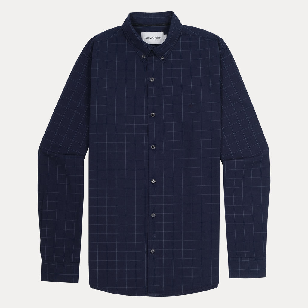 Calvin Klein Elegant Navy Checkered Button-Up Shirt