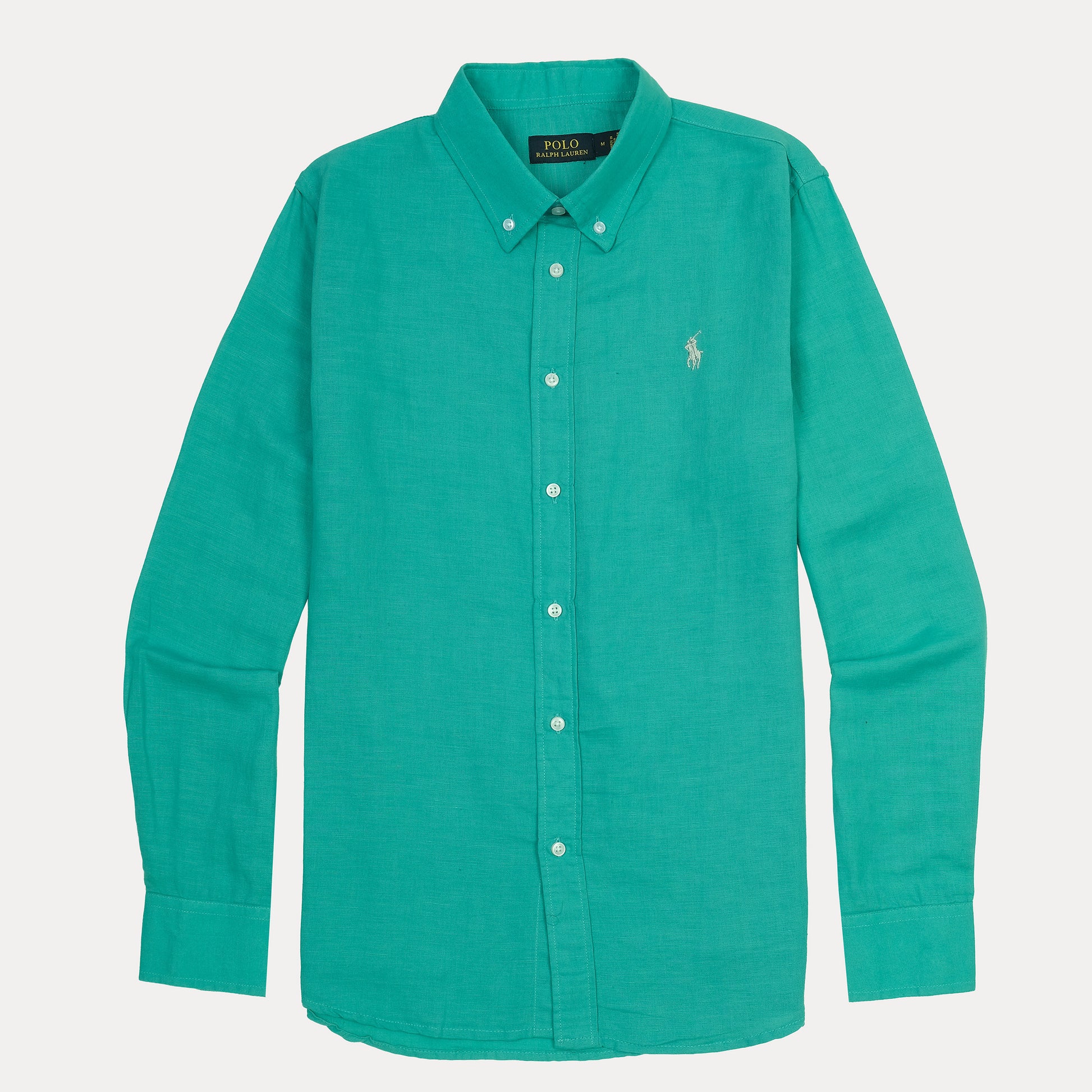 Ralph Lauren SLIM FIT Button-Down Linen Shirt in Tropical Green
