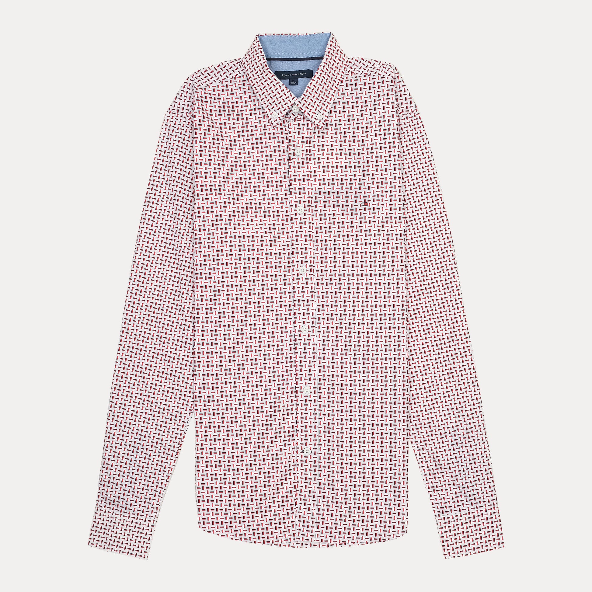 TOMMY HILFIGER Crimson Mosaic Modern Fit Long Sleeve Button-Up Shirt