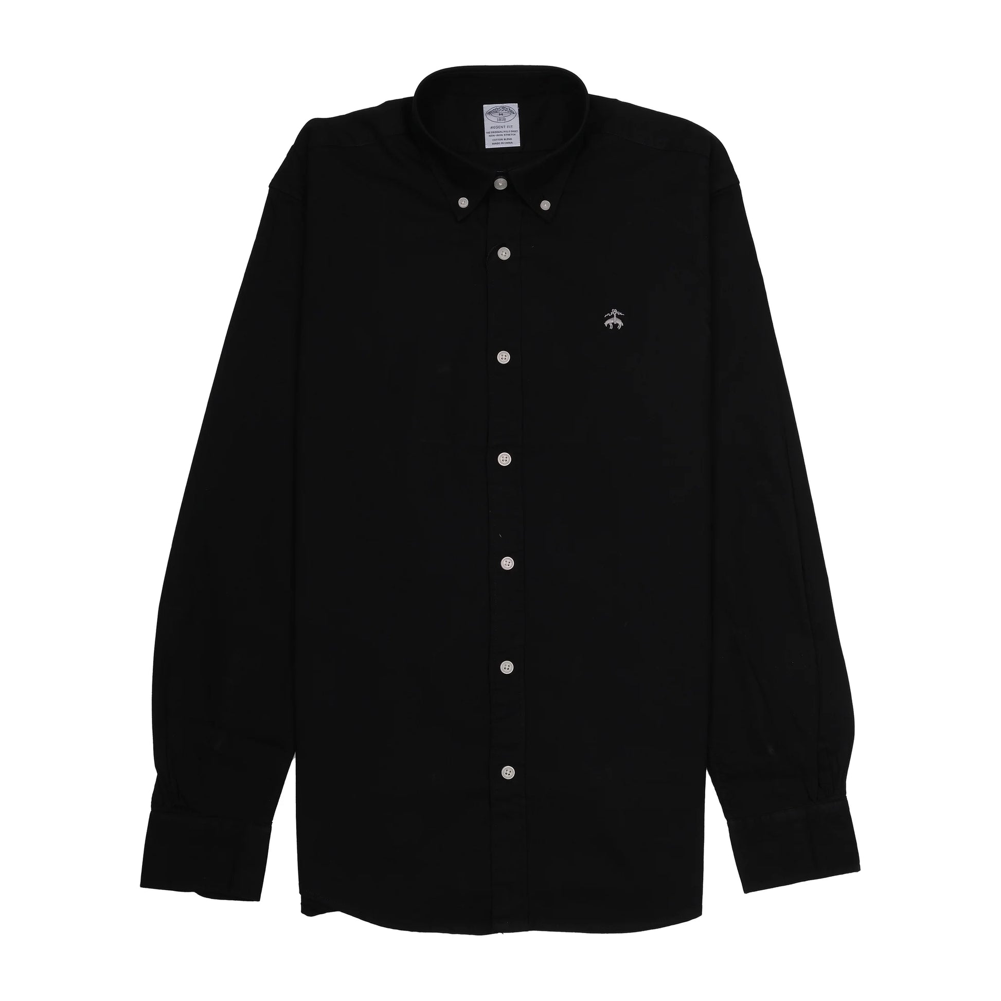 Brooks Brothers Elegant Stretch Oxford Shirt in Midnight Black