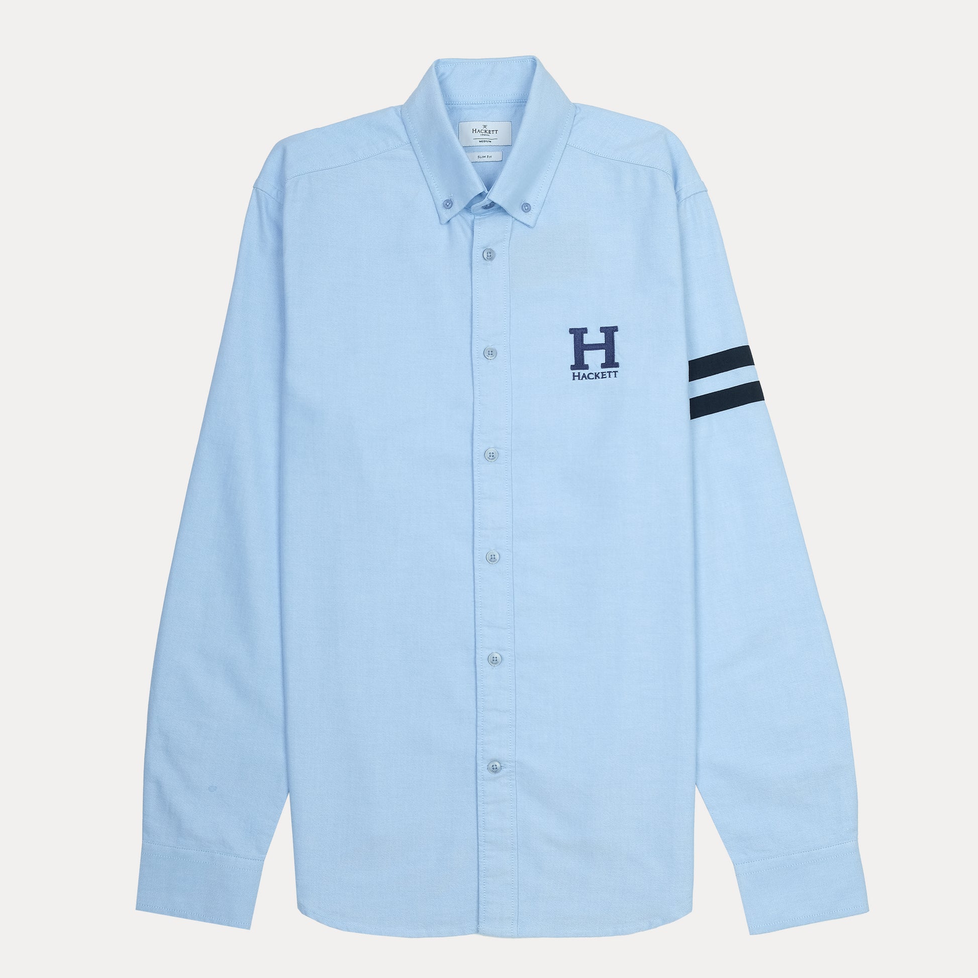 HACKETT Effervescent Sky Blue Slim Fit Shirt with Striped Elegance