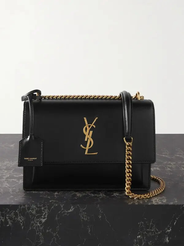 YSL Paris Classic Chain Wallet in Black Leather