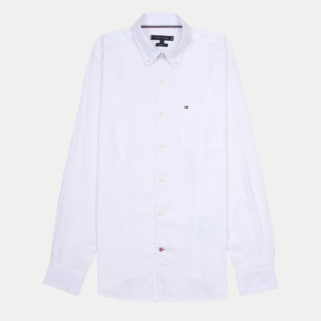 Tommy Hilfiger Crisp Cotton Button-Up Linen Shirt in Pure Snow