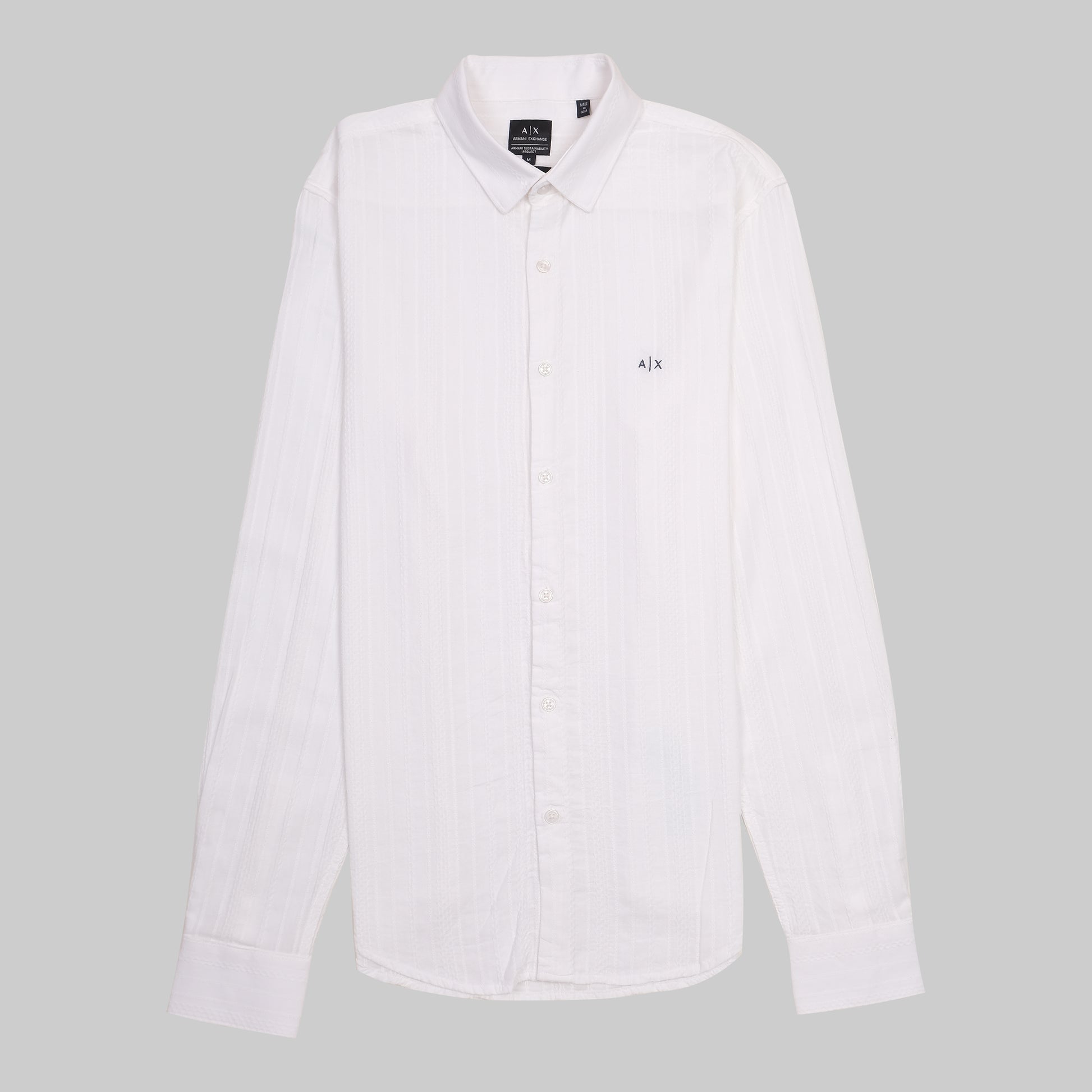 A|X Striped White Button-Up Shirt