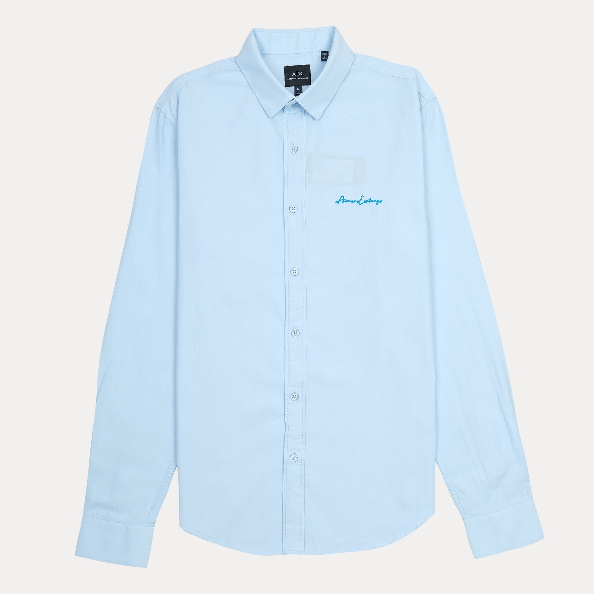 Armani Exchange Light Blue Button-Up Shirt with Logo