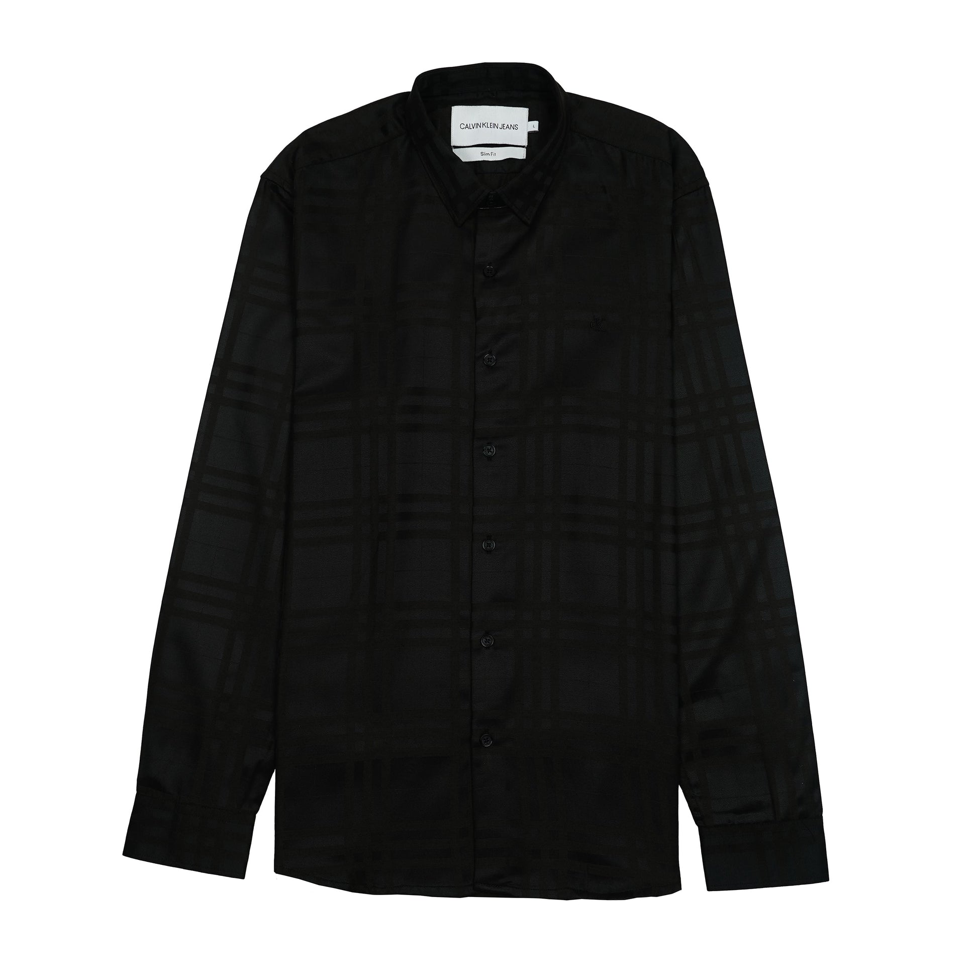 CALVIN KLEIN JEANS Prismatic Onyx Whisper Tailored Fit Long Sleeve Silk Shirt