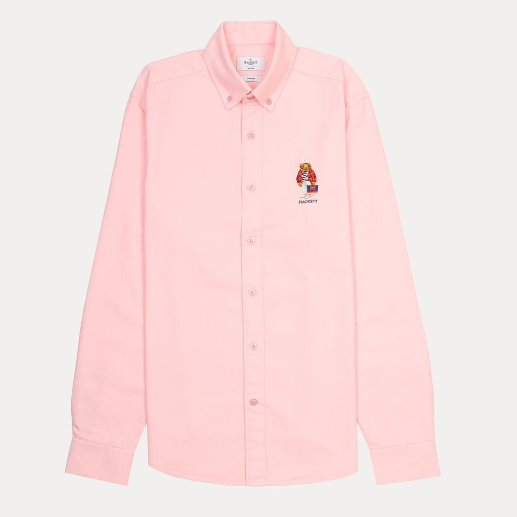 HACKETT Charming Coral Slim Fit Shirt with Playful Embroidery