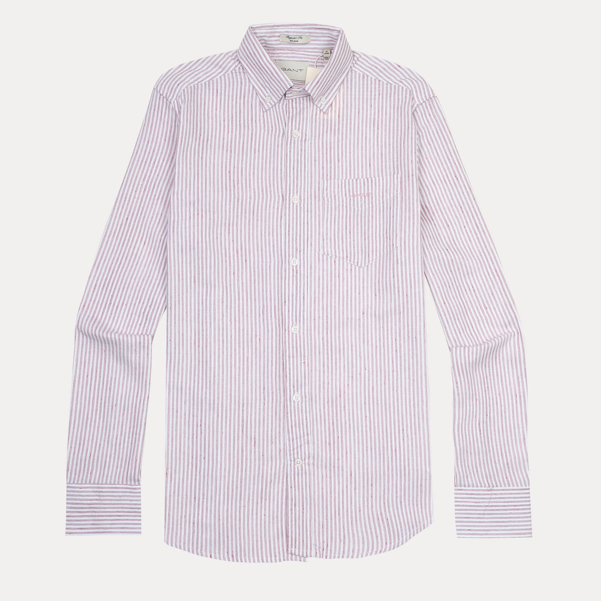 [Melange Slub Linen] GANT Melange Stripe Delight Shirt - A Charming Blend of Soft Blush and Whispering White